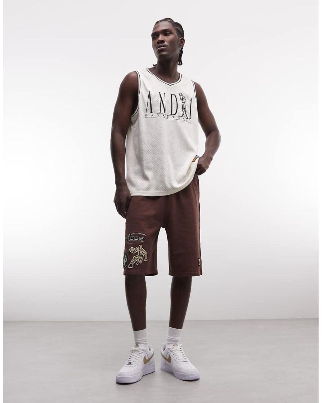 AND1 White Basketball Logo Vest for men