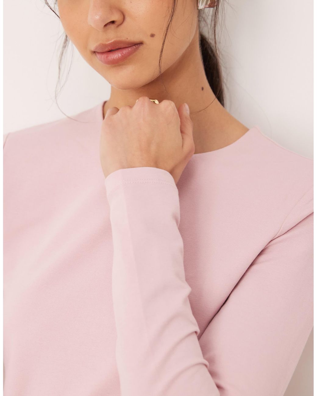 Abercrombie & Fitch Pink – langärmliges, knapp geschnittenes shirt