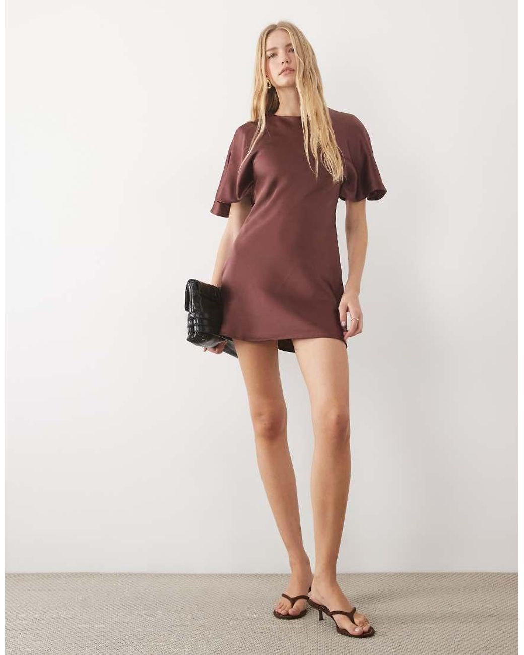 ASOS Red Satin Cape Back Detail Mini Dress