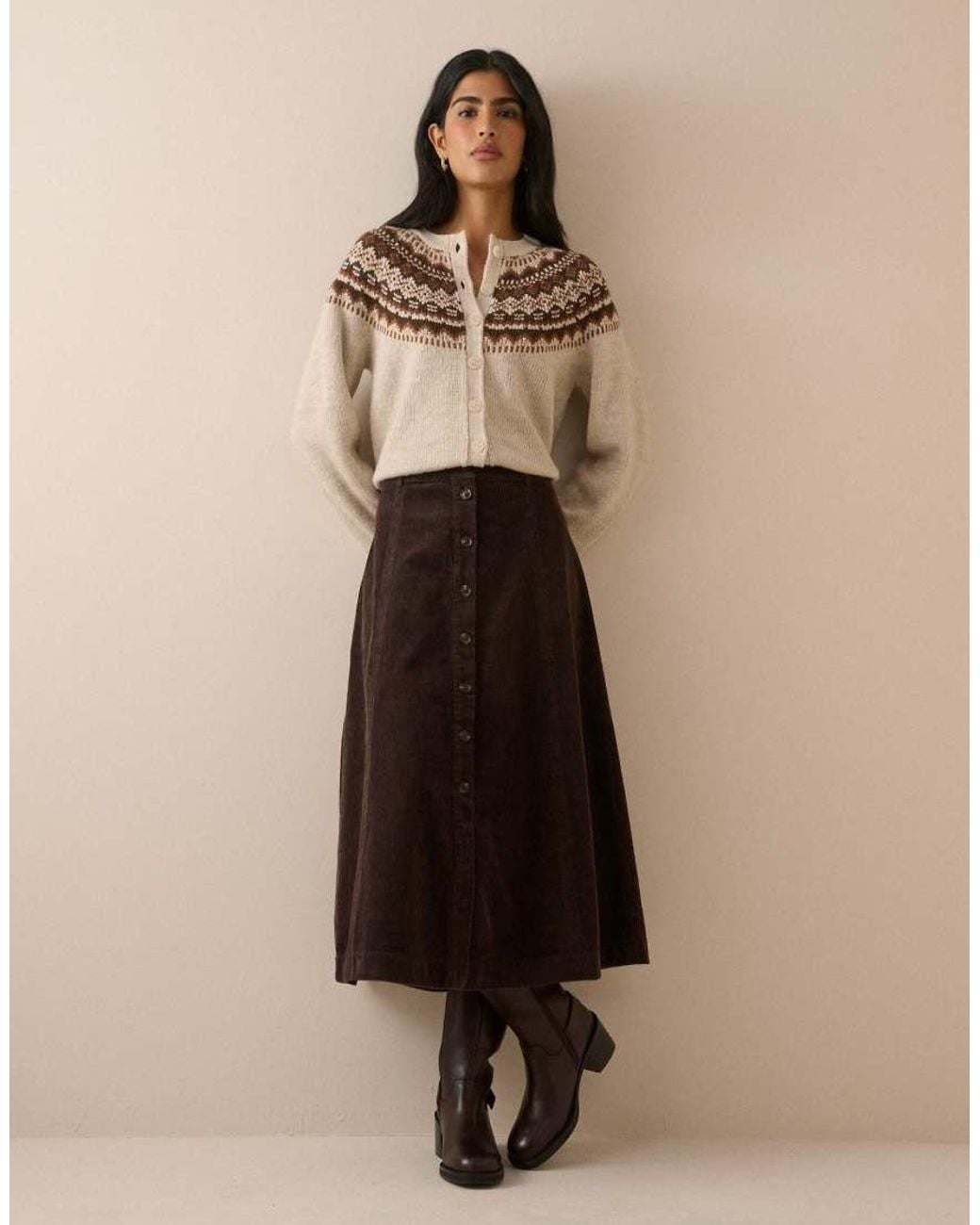 Nobody's Child Natural Fair Isle Print Chunky Cardigan