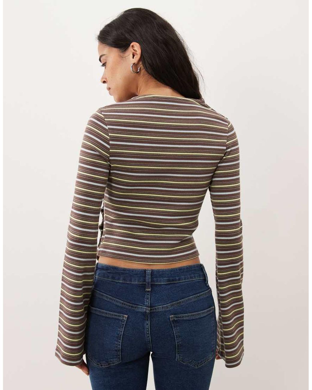 ASOS Blue Long Sleeve With Asymmetric Hem Top