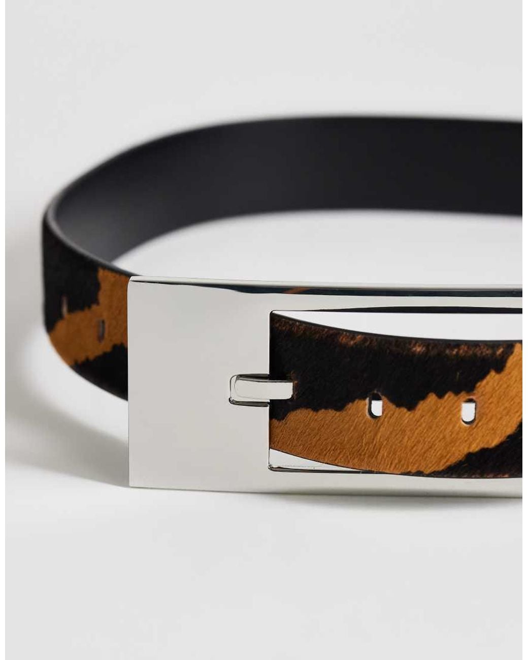 TOPSHOP Multicolor Bea Hair On Real Leather Wide Belt