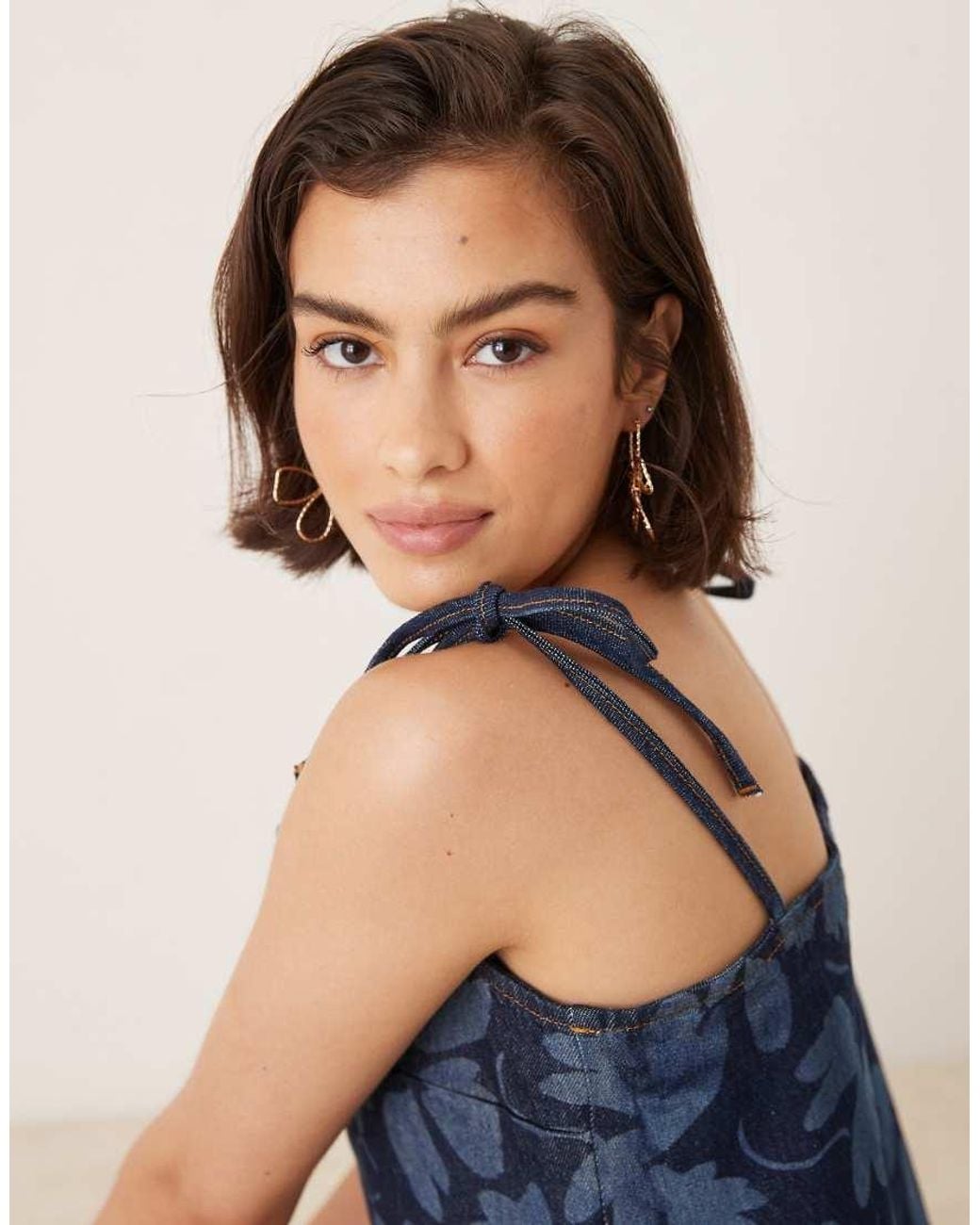 ASOS Blue Denim Cami Top Co-ord With Tie Straps