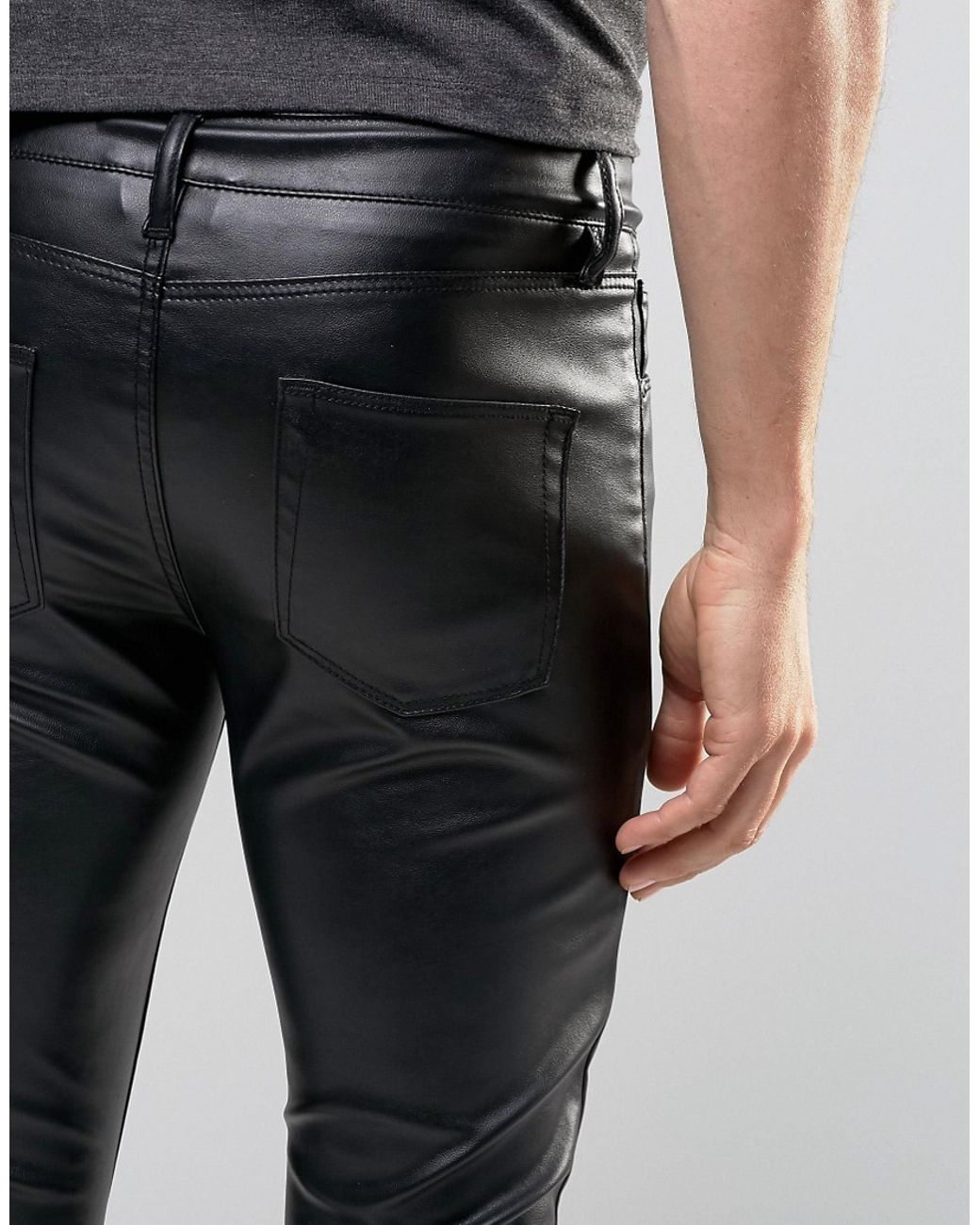 ASOS Extreme Super Skinny Jeans In Faux Leather in Black for Men | Lyst