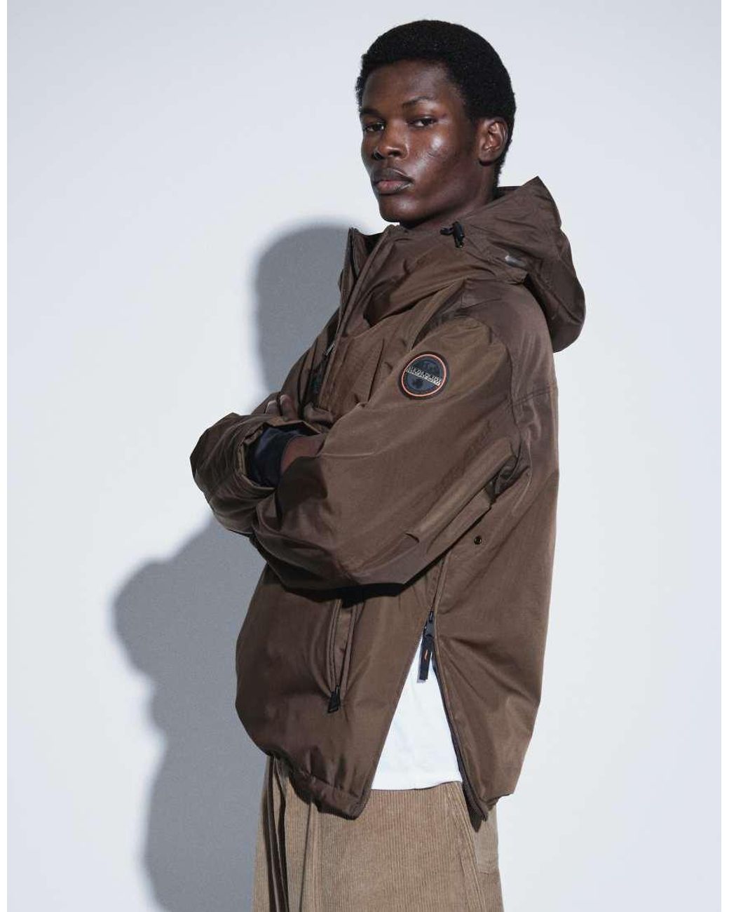 Napapijri Brown Box Logo Anorak for men