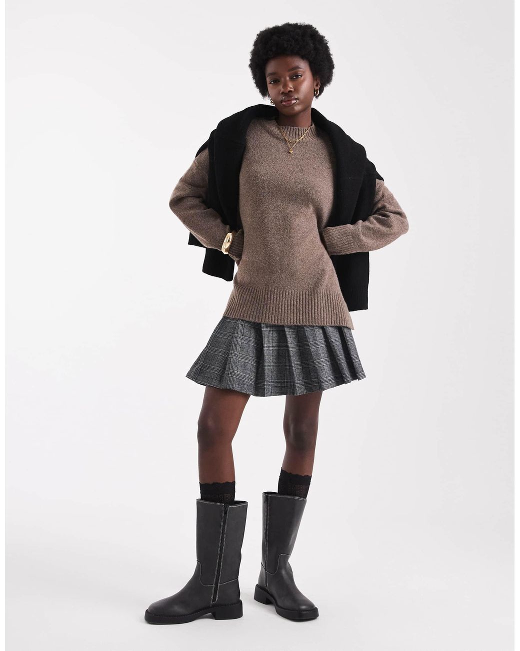 ONLY Brown High Neck Oversized Jumper