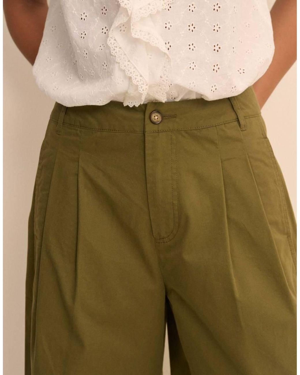 Nobody's Child Natural Pleated Wide Leg Trousers