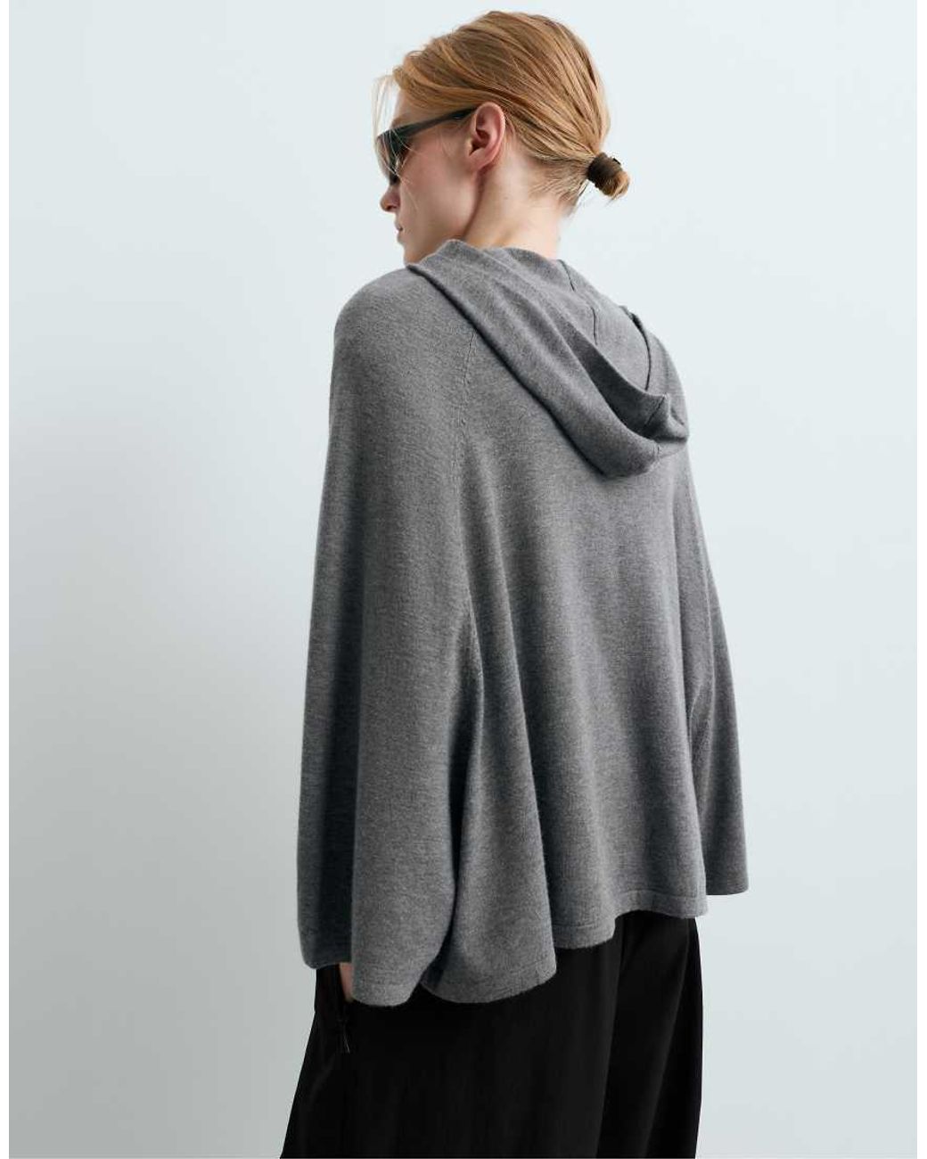 Oysho Gray Cape-Style Hooded Jumper