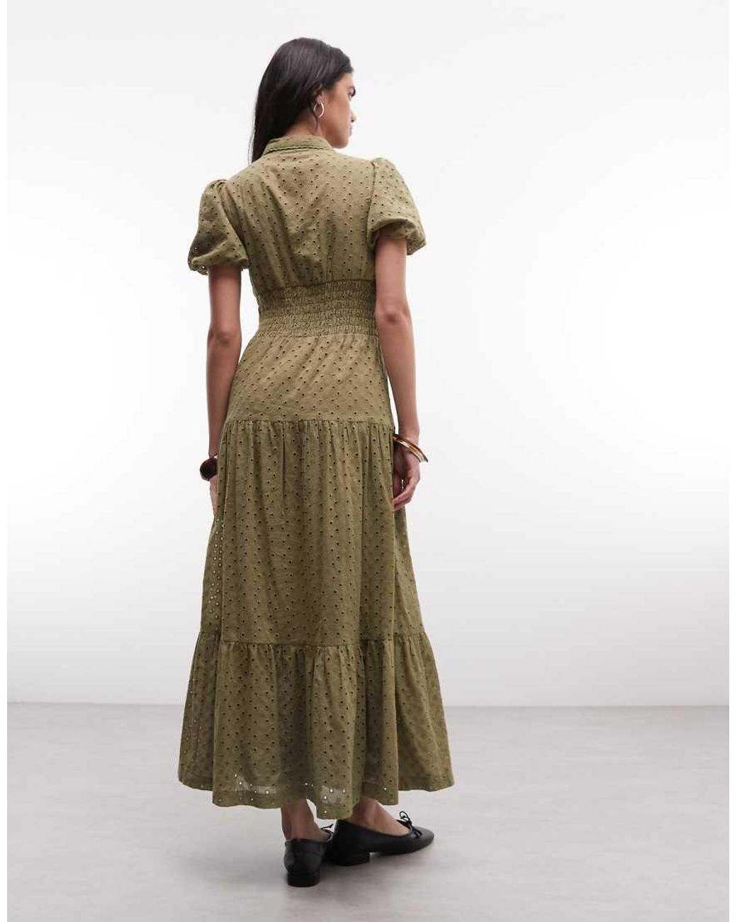 Daisy Street Green Broderie Button Down Maxi Dress