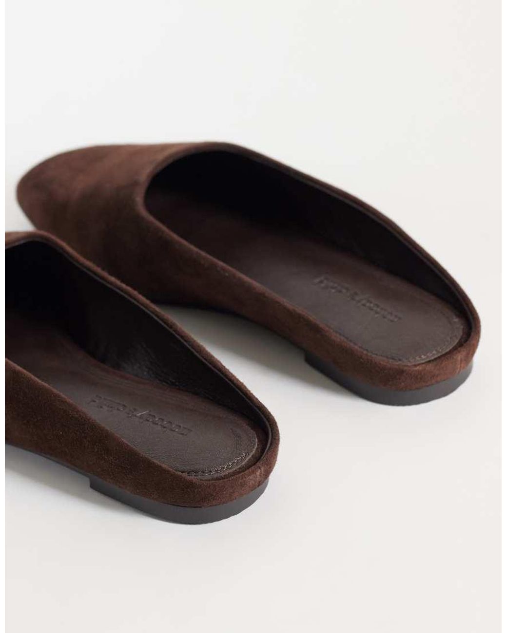 Nobody's Child Brown Real Suede Square Toe Open Back Ballerina Shoes