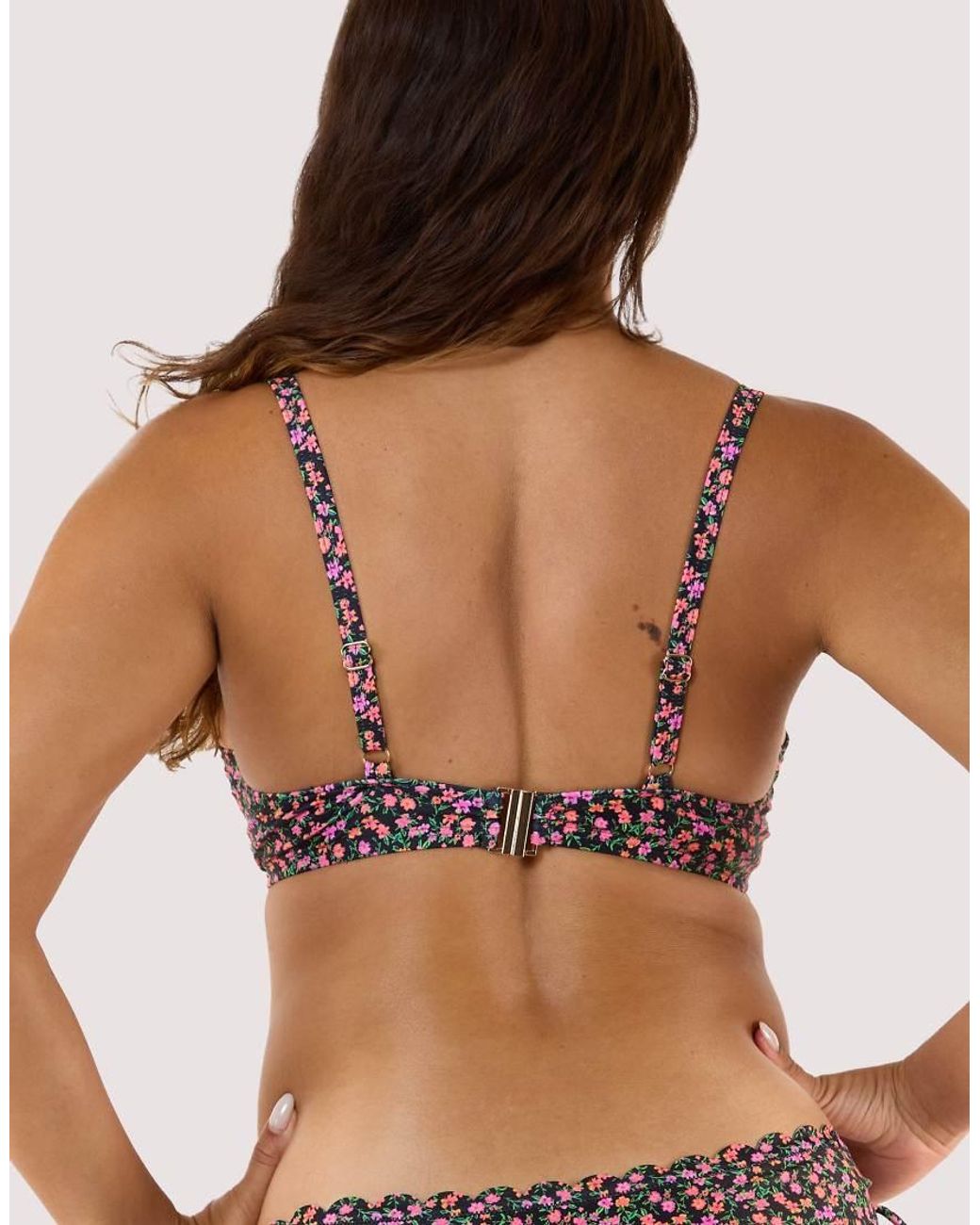 Peek & Beau Black Vera Ditsy Scallop Underwired Bikini Top