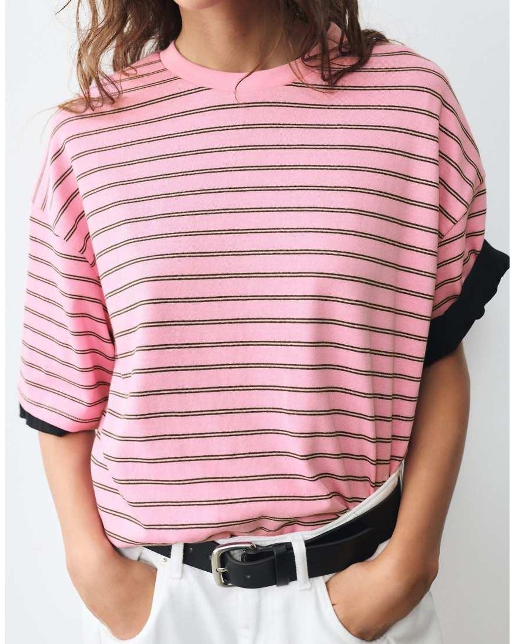 Pull&Bear Pink Oversize Short Sleeve T-shirt