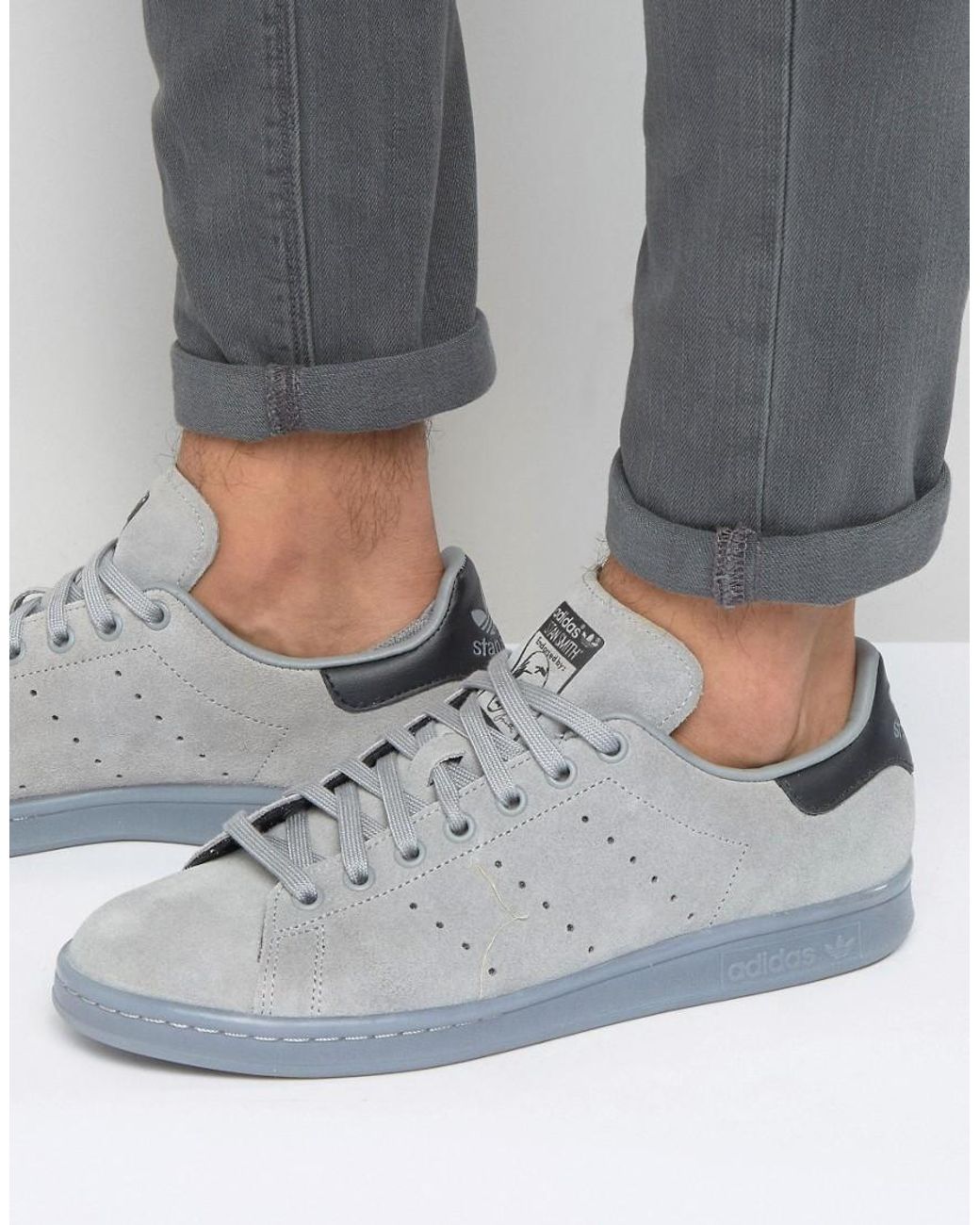 adidas Originals Suede Stan Smith Trainers In Grey S80031 - Grey in Gray  for Men | Lyst