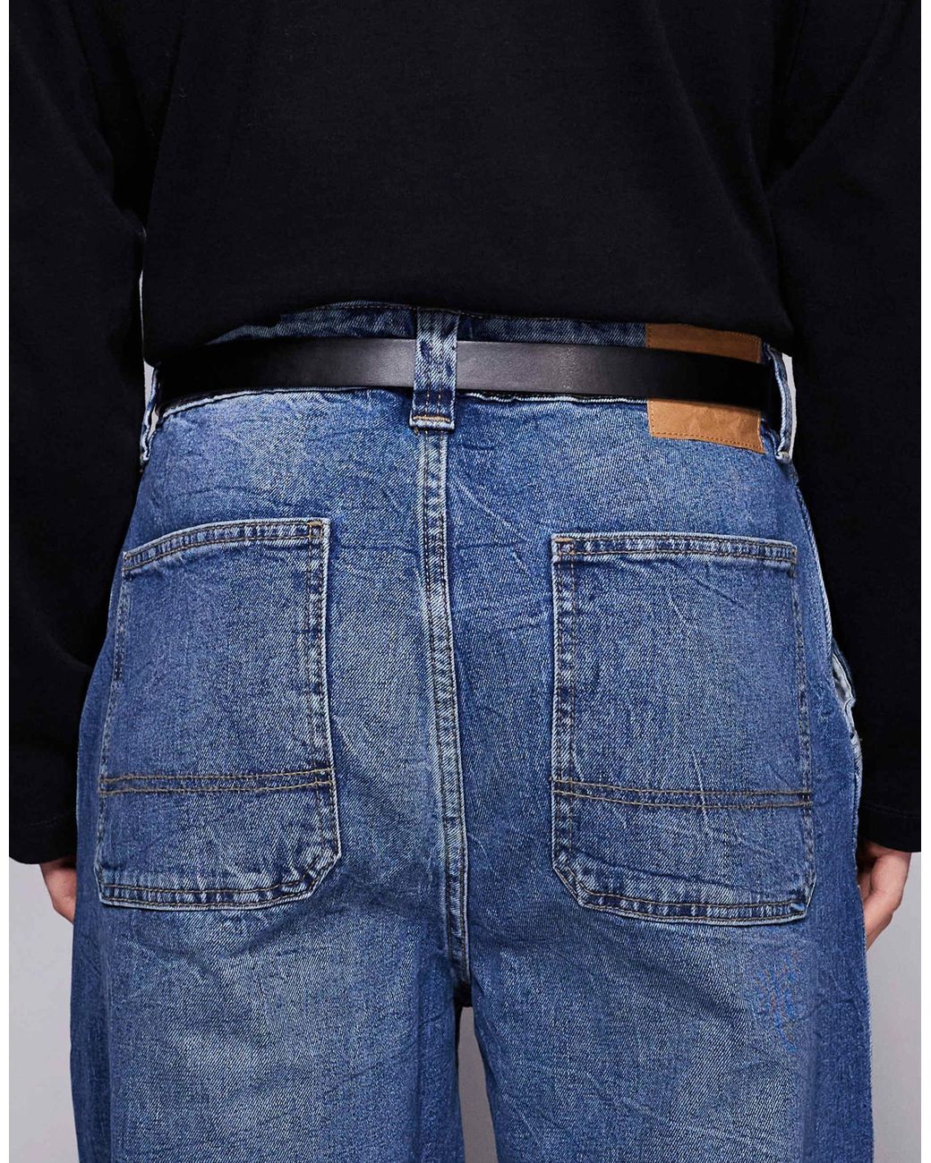 ASOS – schmaler gürtel aus kunstleder in Blue für Herren
