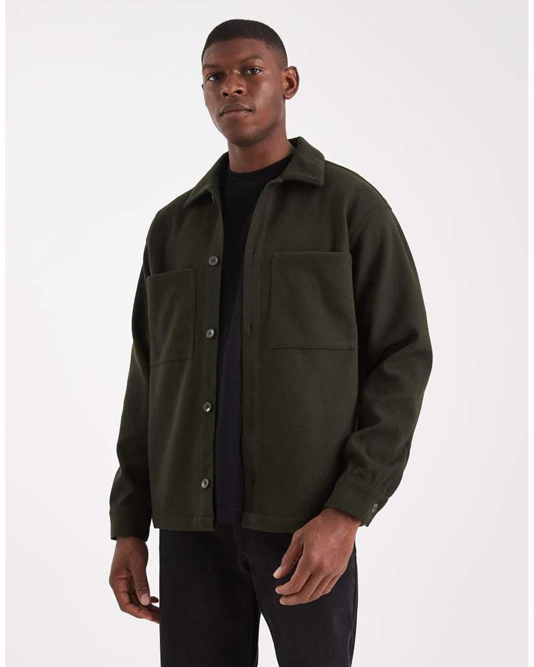 Jack & Jones Black Brushed Overshirt for men