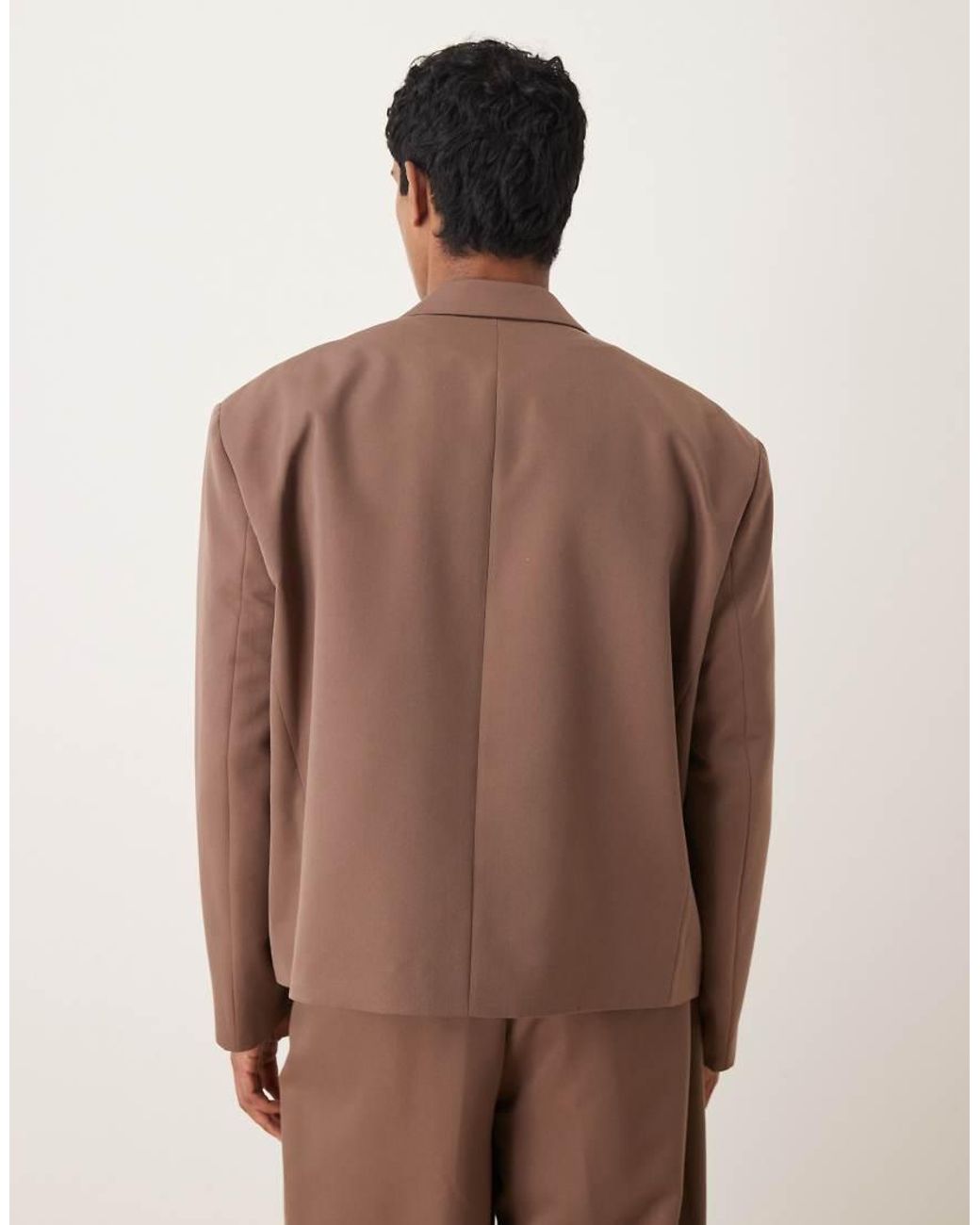 ASOS Brown Oversized Cropped Suit Jacket for men