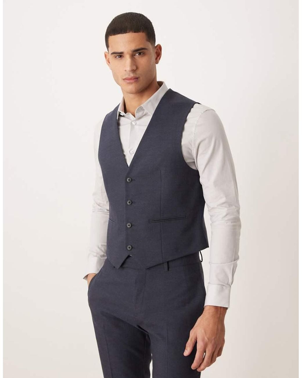 ASOS Blue Asos Deisgn Slim Suit Waistcoat for men