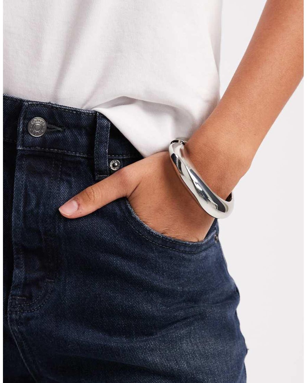 ASOS Gray Cuff Bangle With Wavy Design