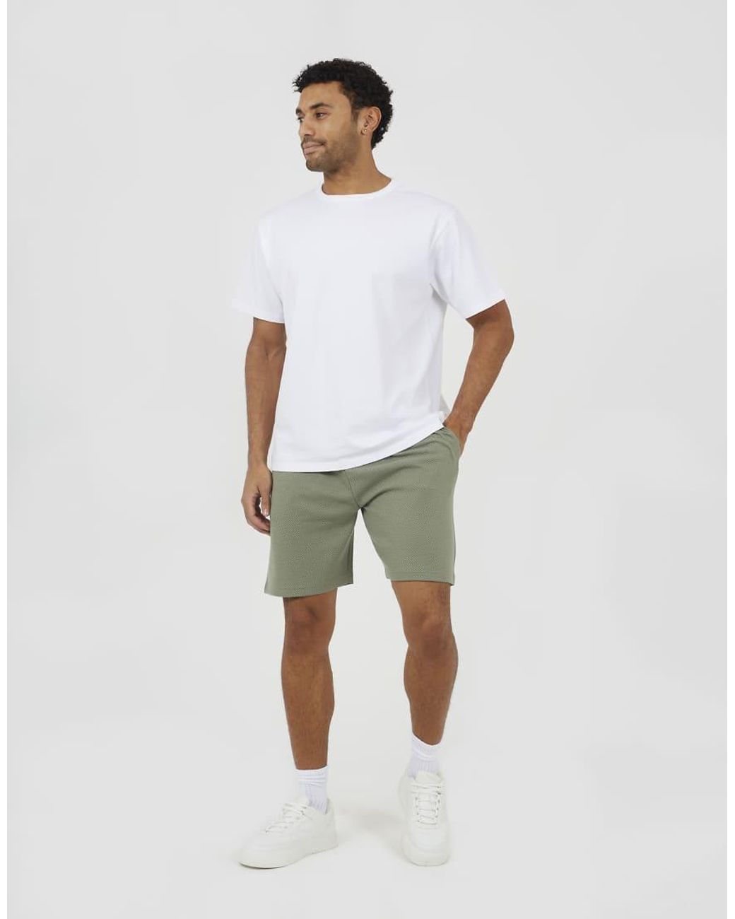 Brave Soul Green Textured Longline Shorts for men