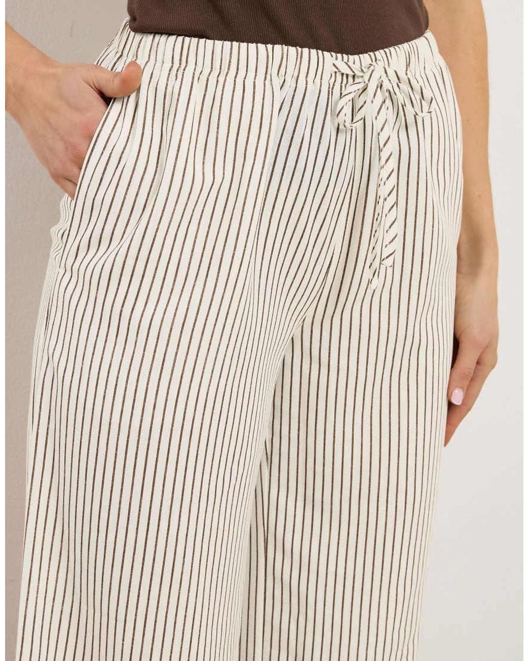 Long Tall Sally White Stripe Wide Leg Trousers