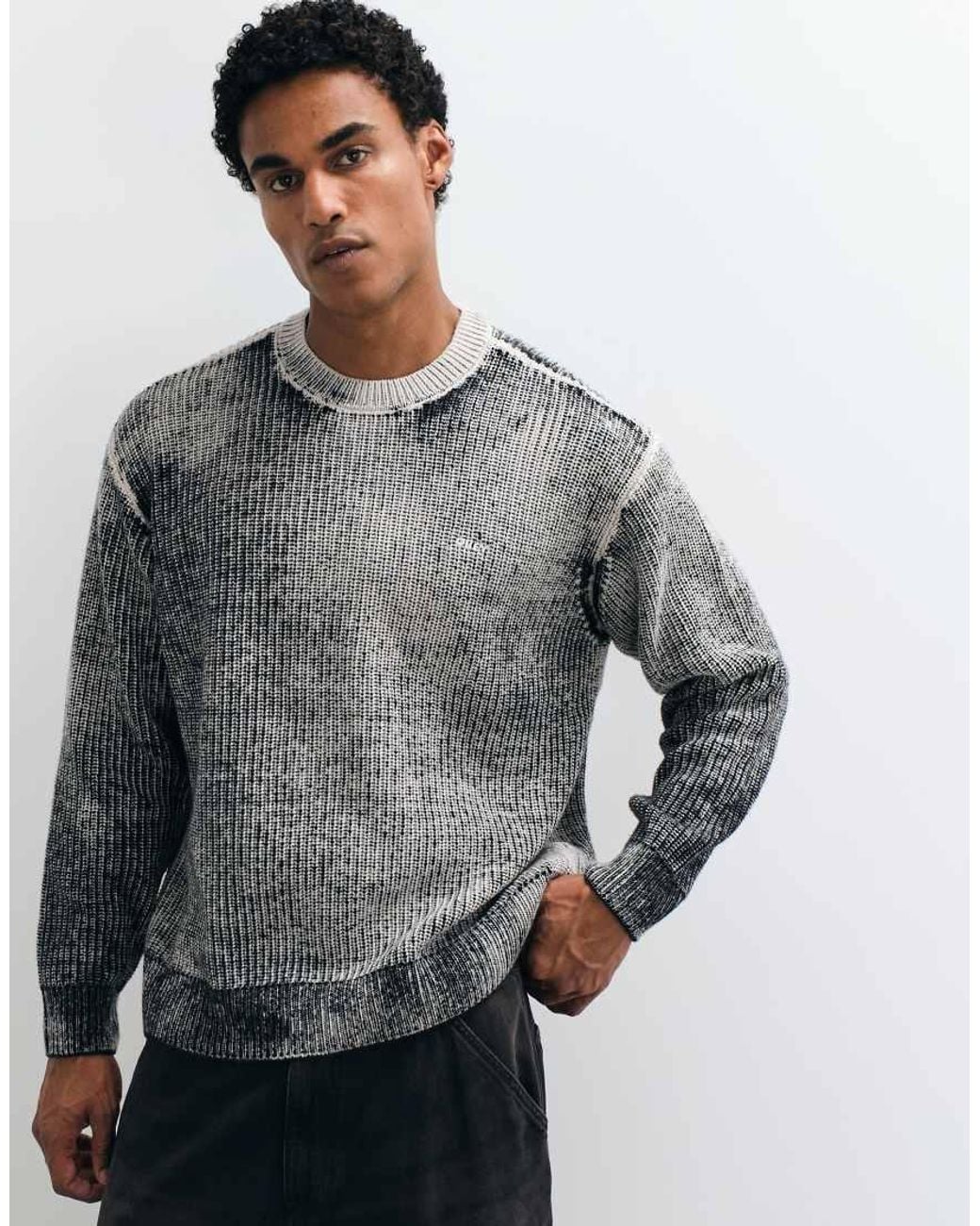 Obey Gray Spray Effect Crewneck Jumper for men