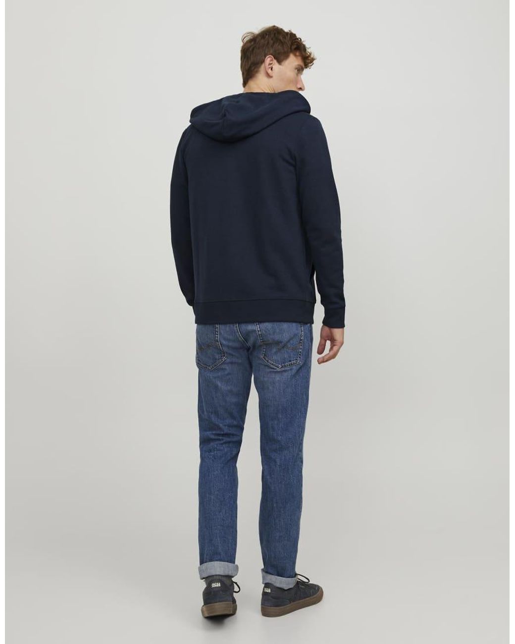 Jack & Jones Blue Basic Zip Long Sleeve Hoodie for men