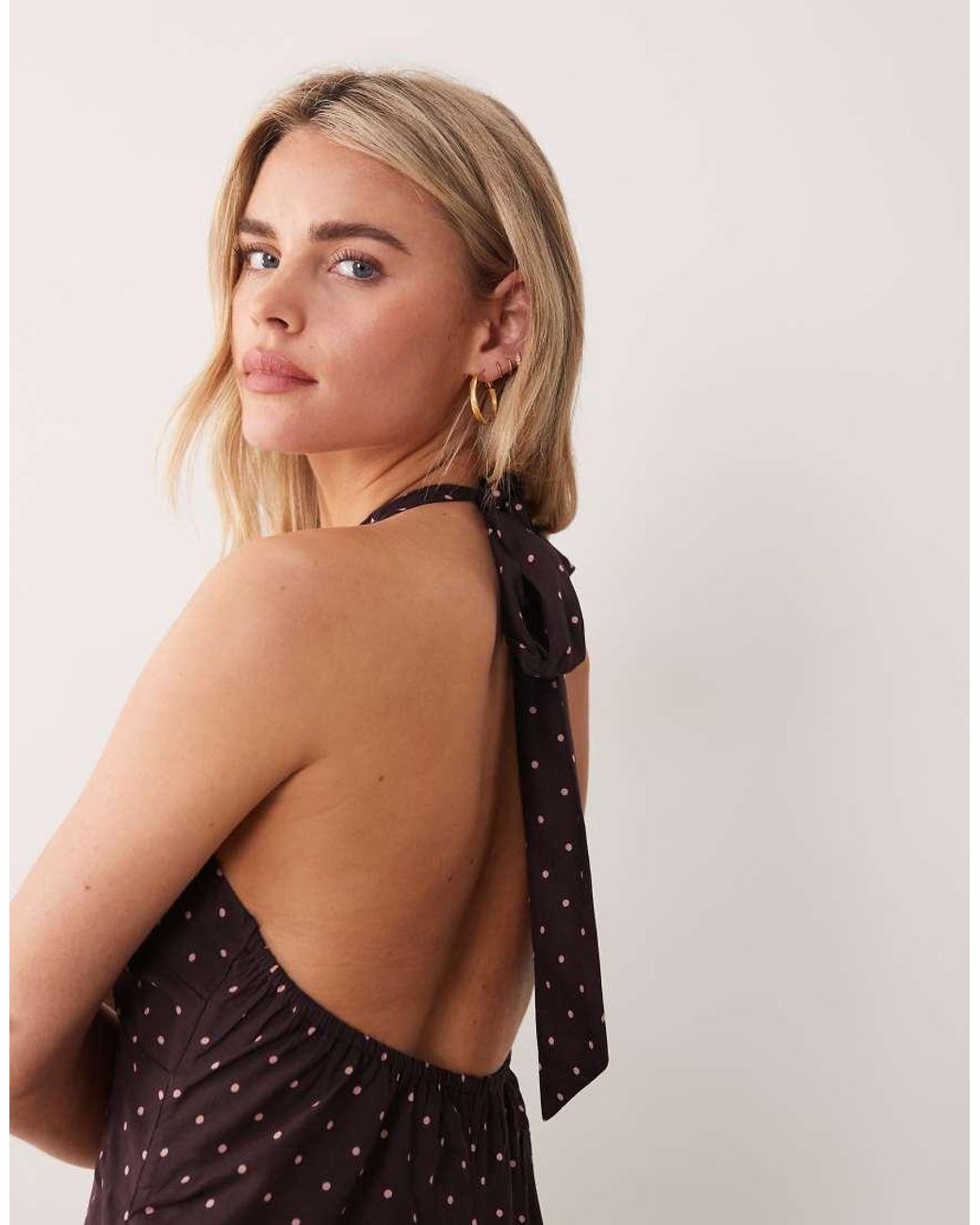 Miss Selfridge Brown Spun Halter Maxi Dress