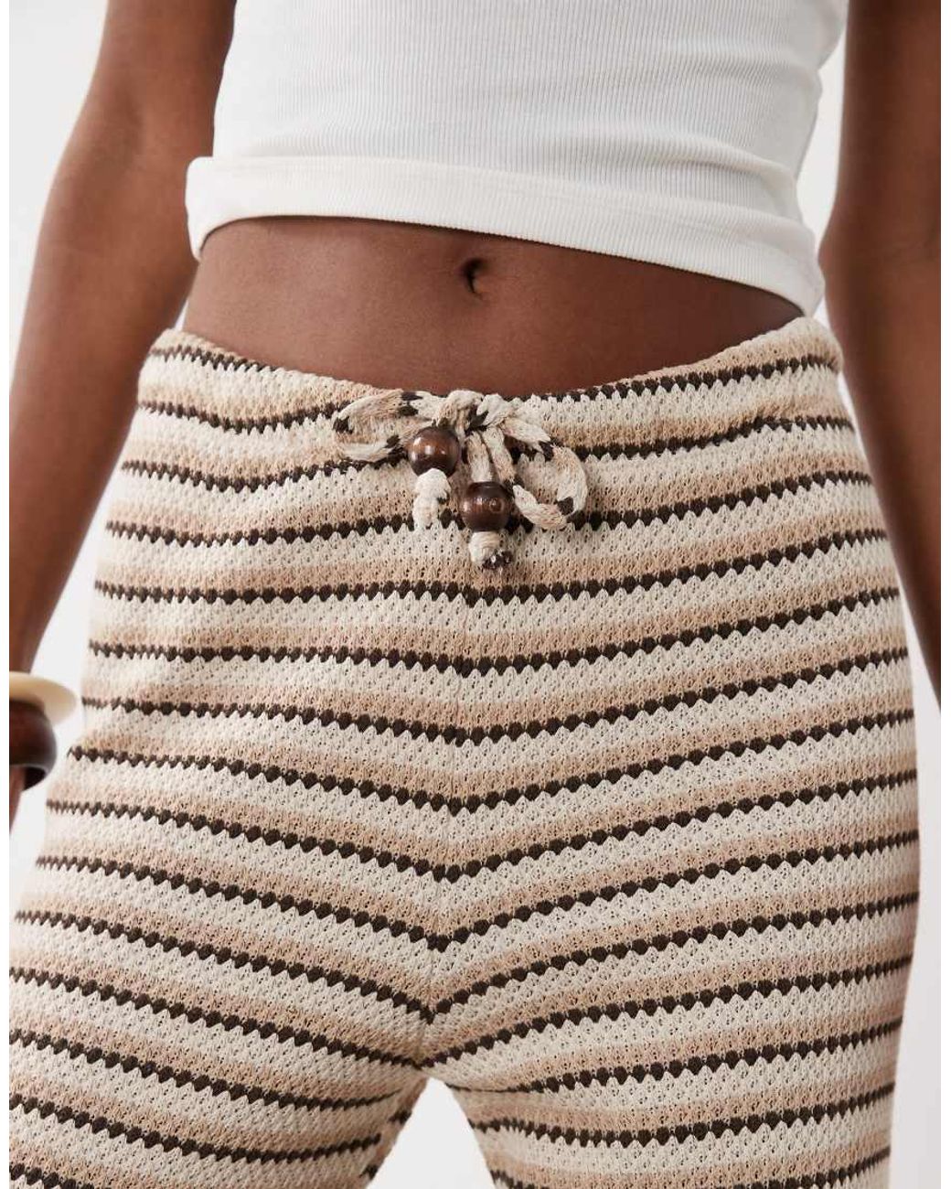 ASOS White Jersey Crochet Wide Leg Trouser Co-ord With Micro Waistband