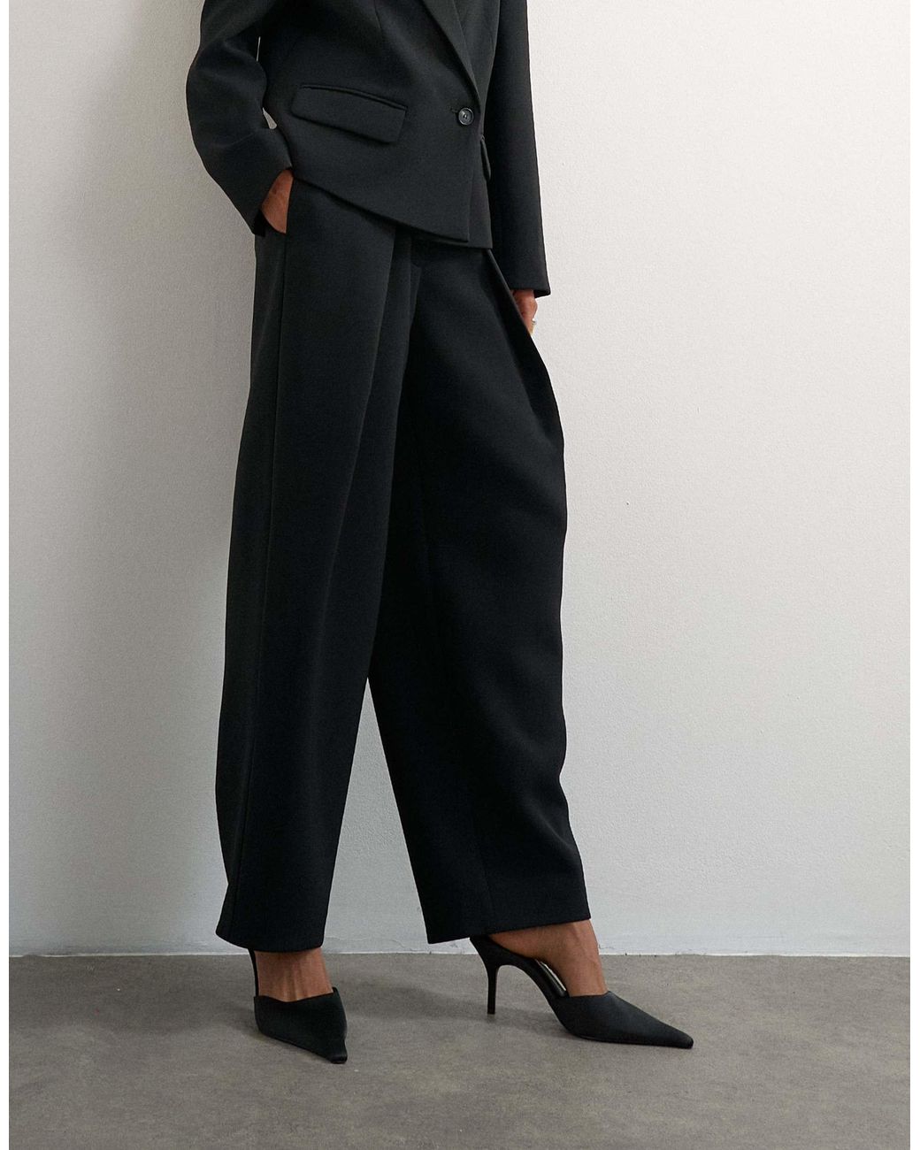 Pantalon large à pli devant TOPSHOP en coloris Black
