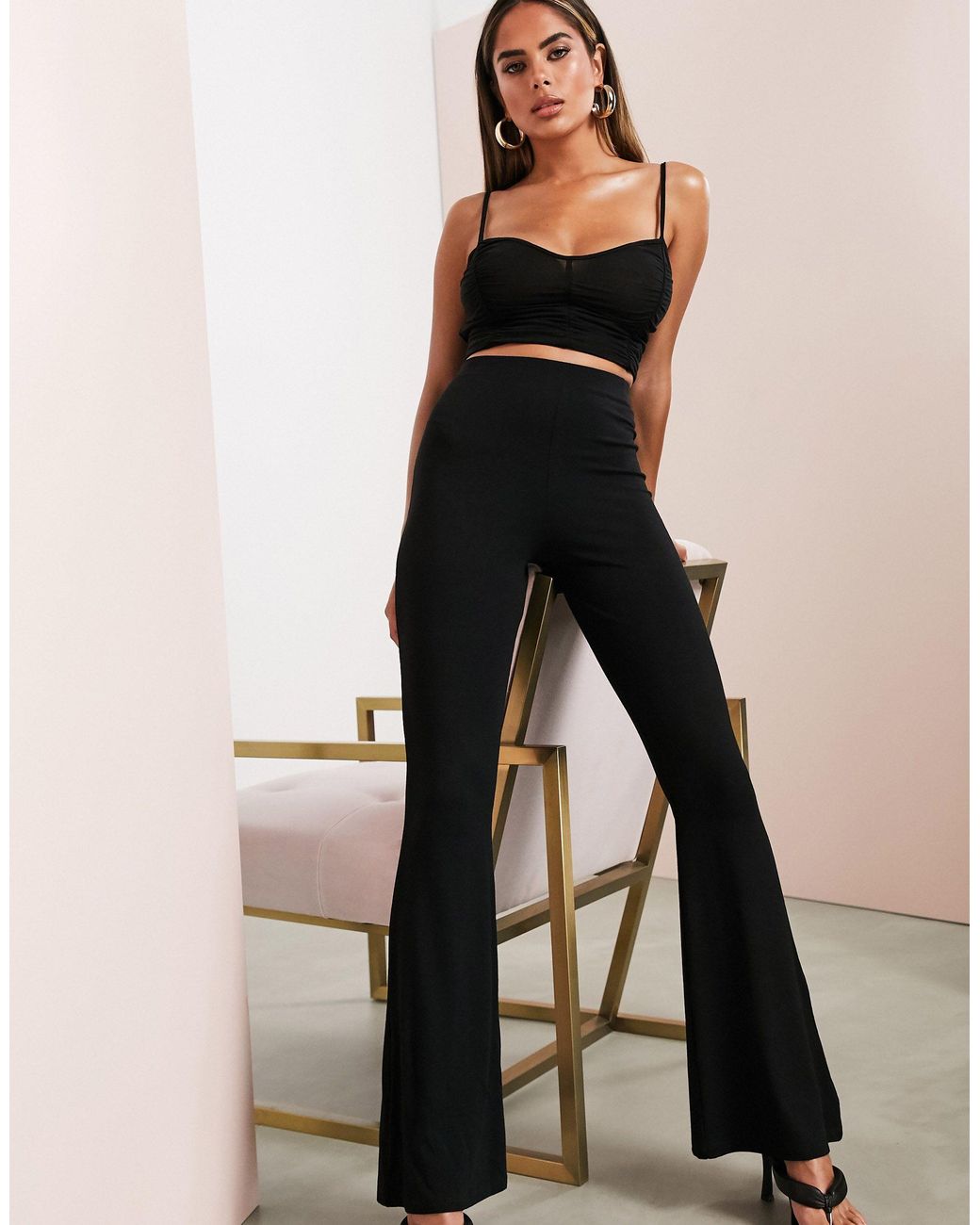 Asos Synthetic Kick Flare Trousers In Black Lyst