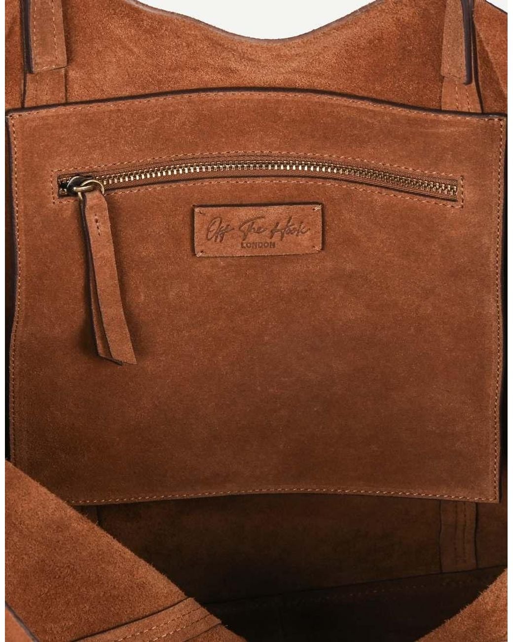 OFF THE HOOK Brown Lauryn Shopper Suede Tote Bag