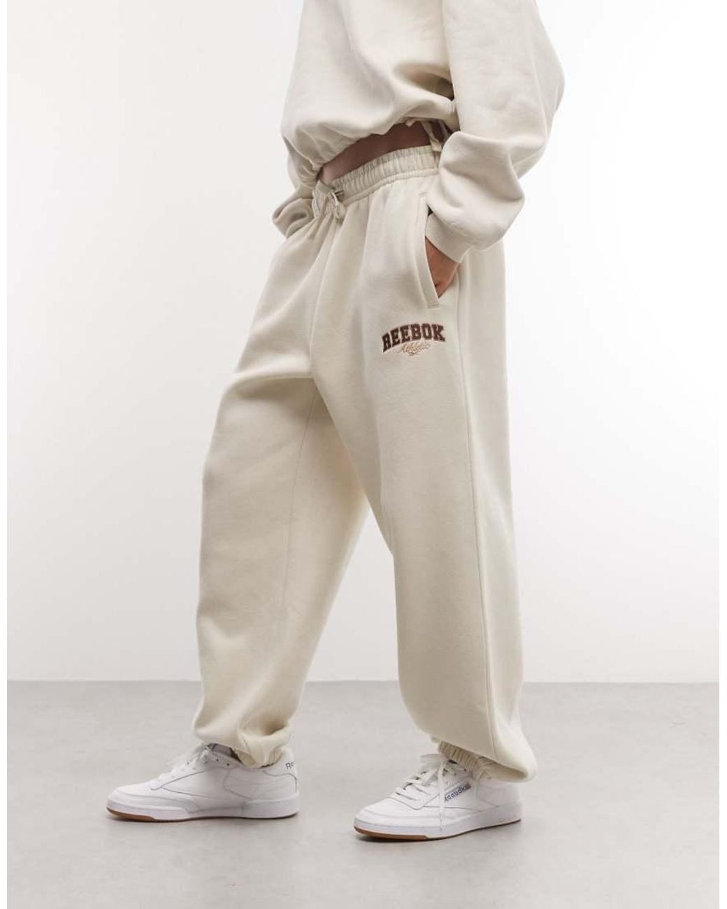 Reebok White Elevated Athletic Relaxed Open Hem jogger