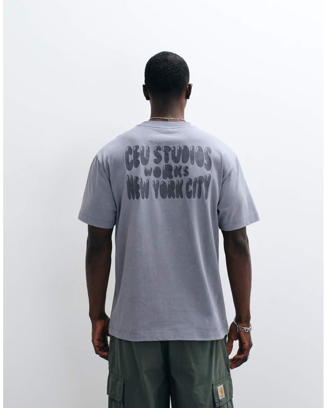 ASOS Gray Relaxed T-shirt With Text Graphic for men