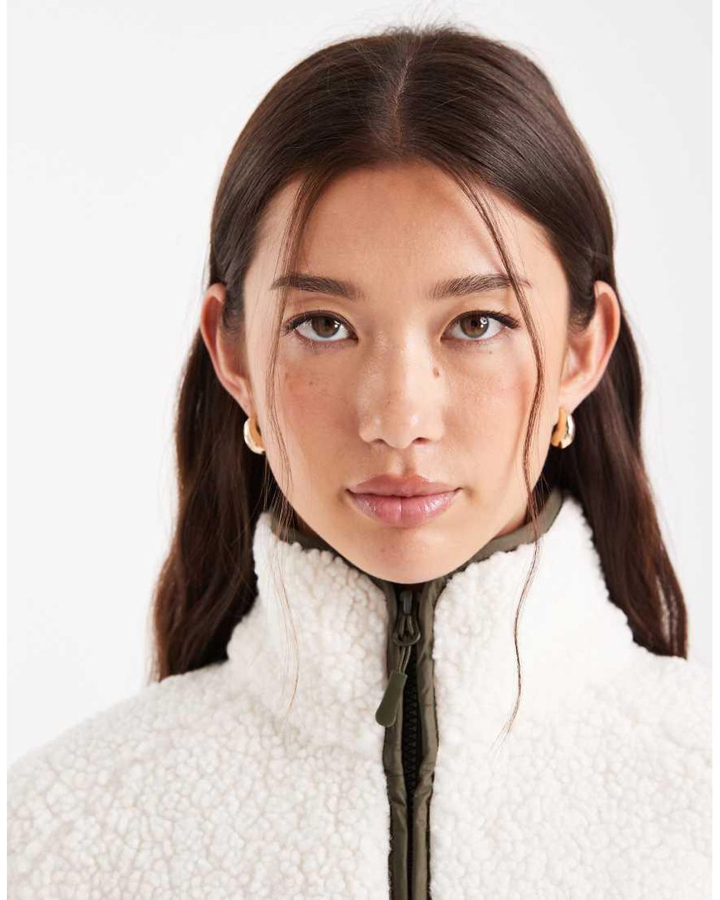 Threadbare White Zip Front Borg Fleece With Back Panel