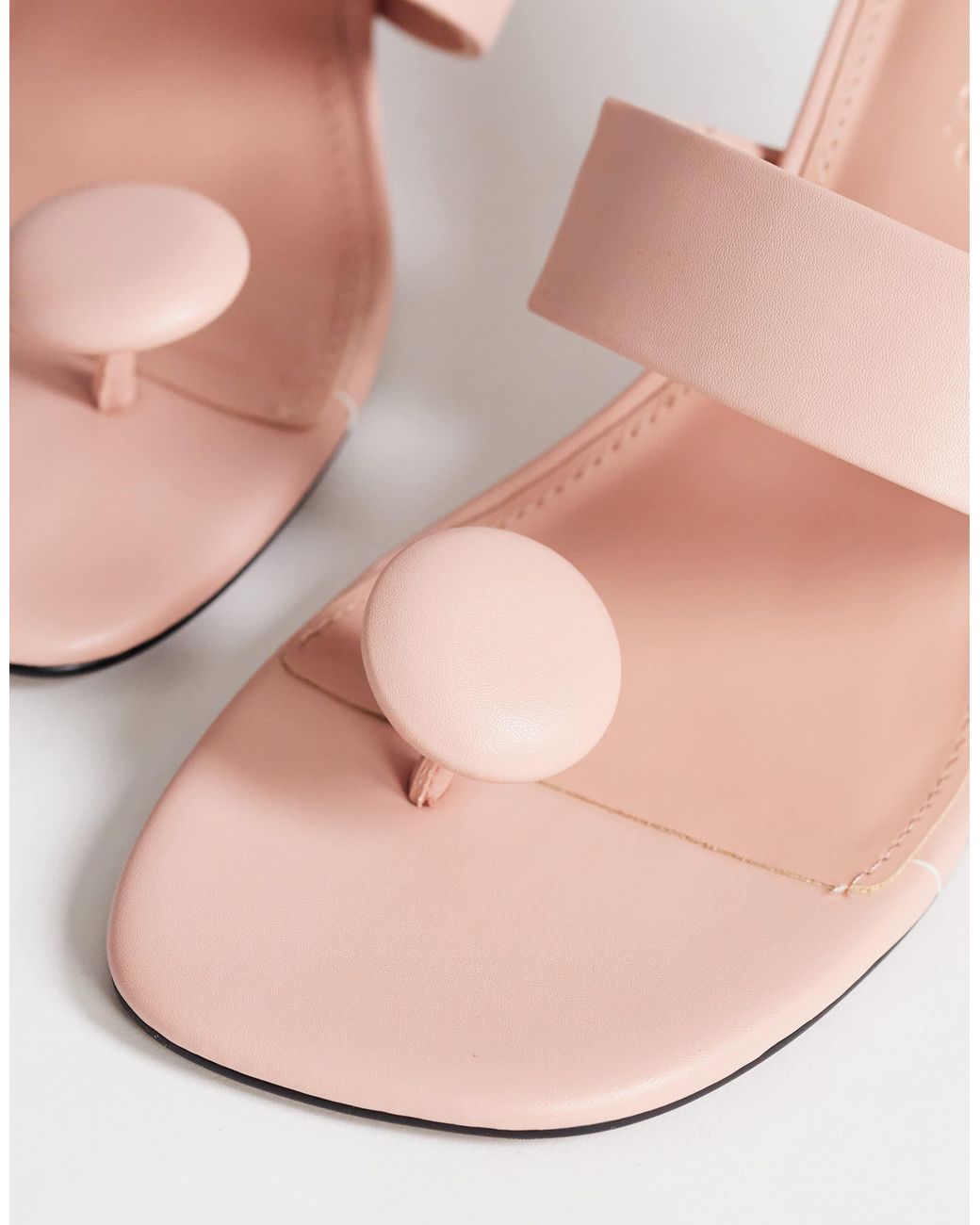 TOPSHOP Pink Natalie Toe Thong Angular Mid Heel Sandals