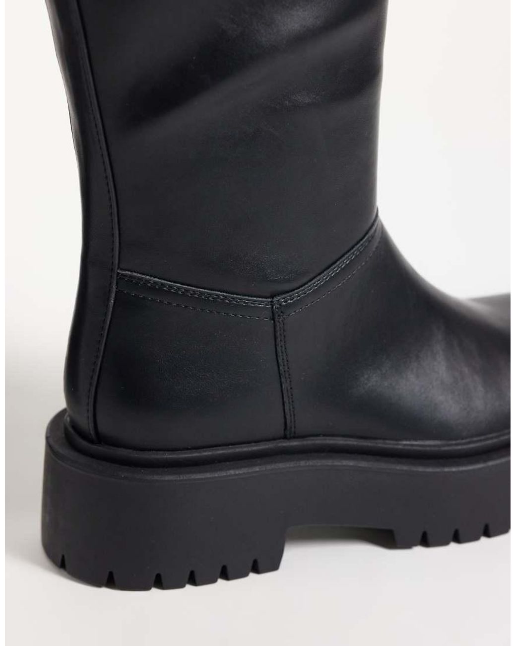 ASOS Blue Carys Chunky Pull On Knee Boots