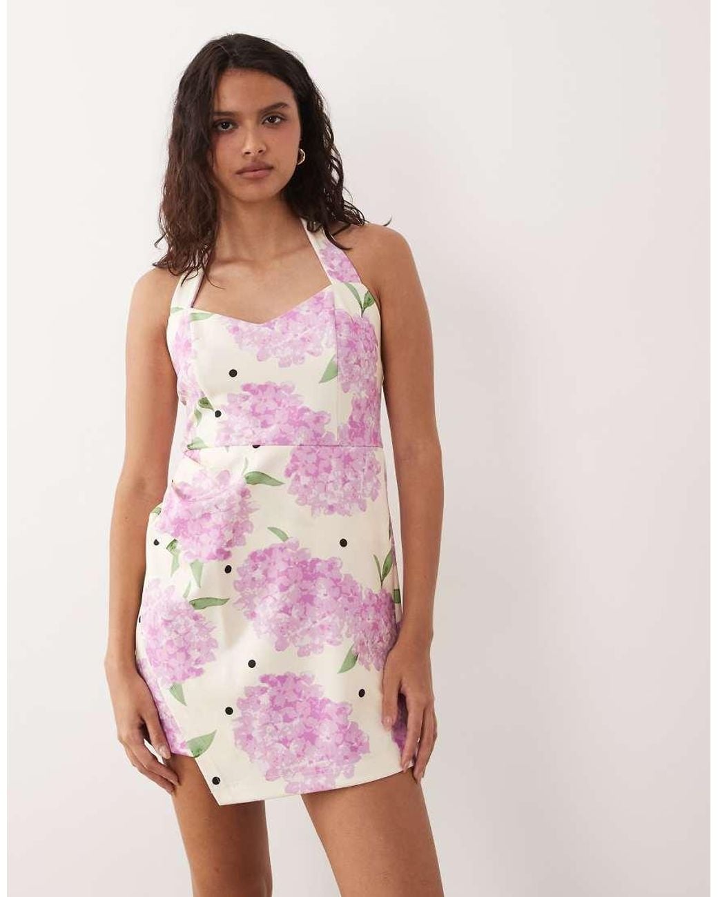New Look Yellow Polka Dot Halter Mini Dress