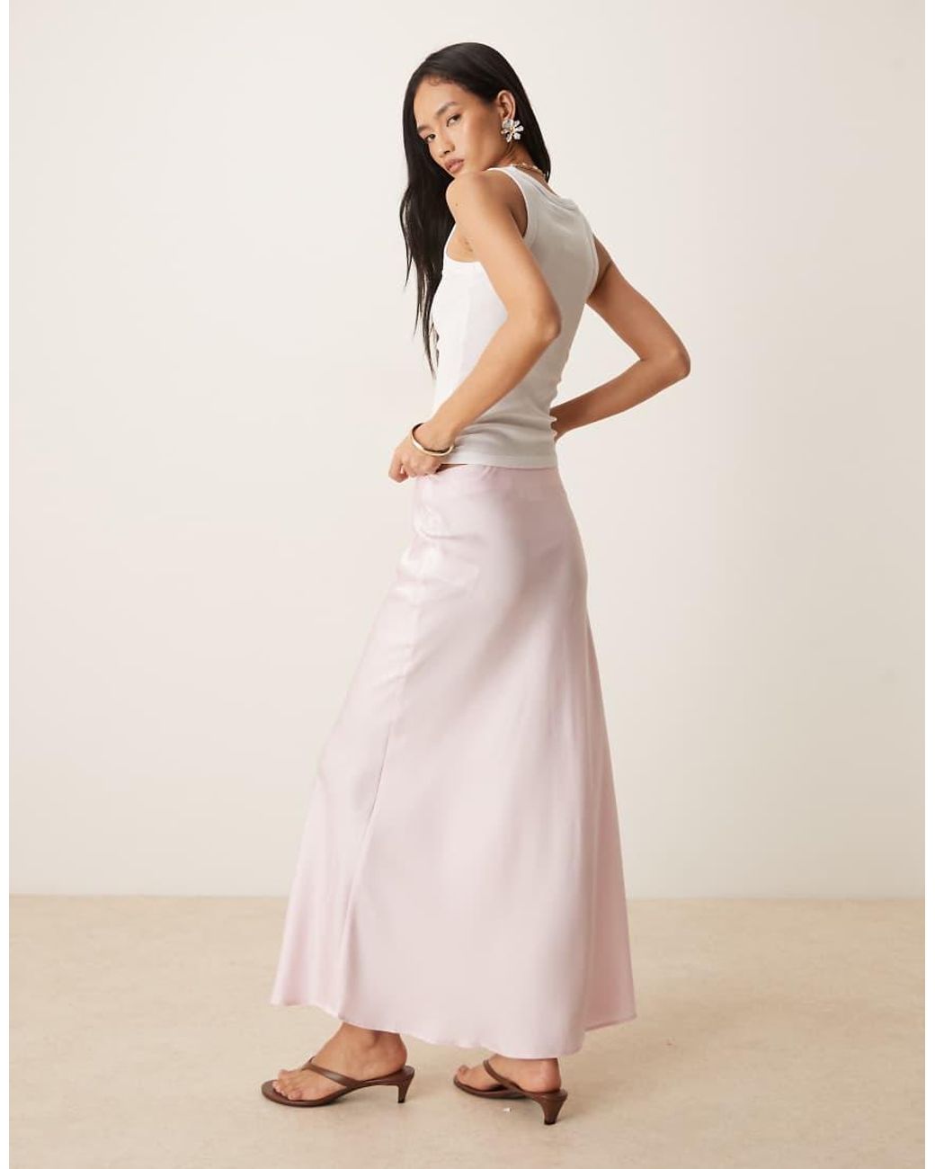 Vila Natural Satin Maxi Skirt