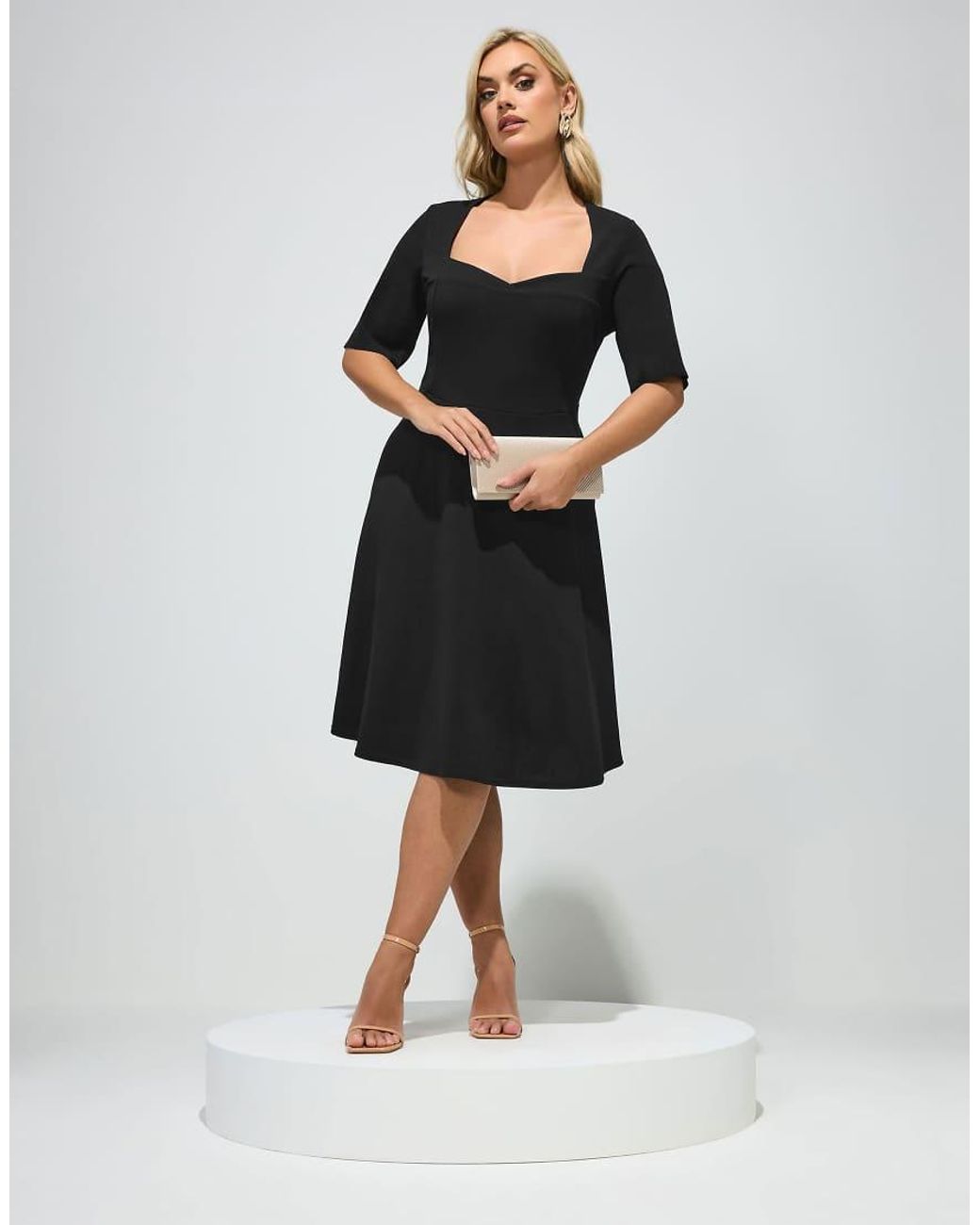 Yours Clothing Black Panel Skater Dress