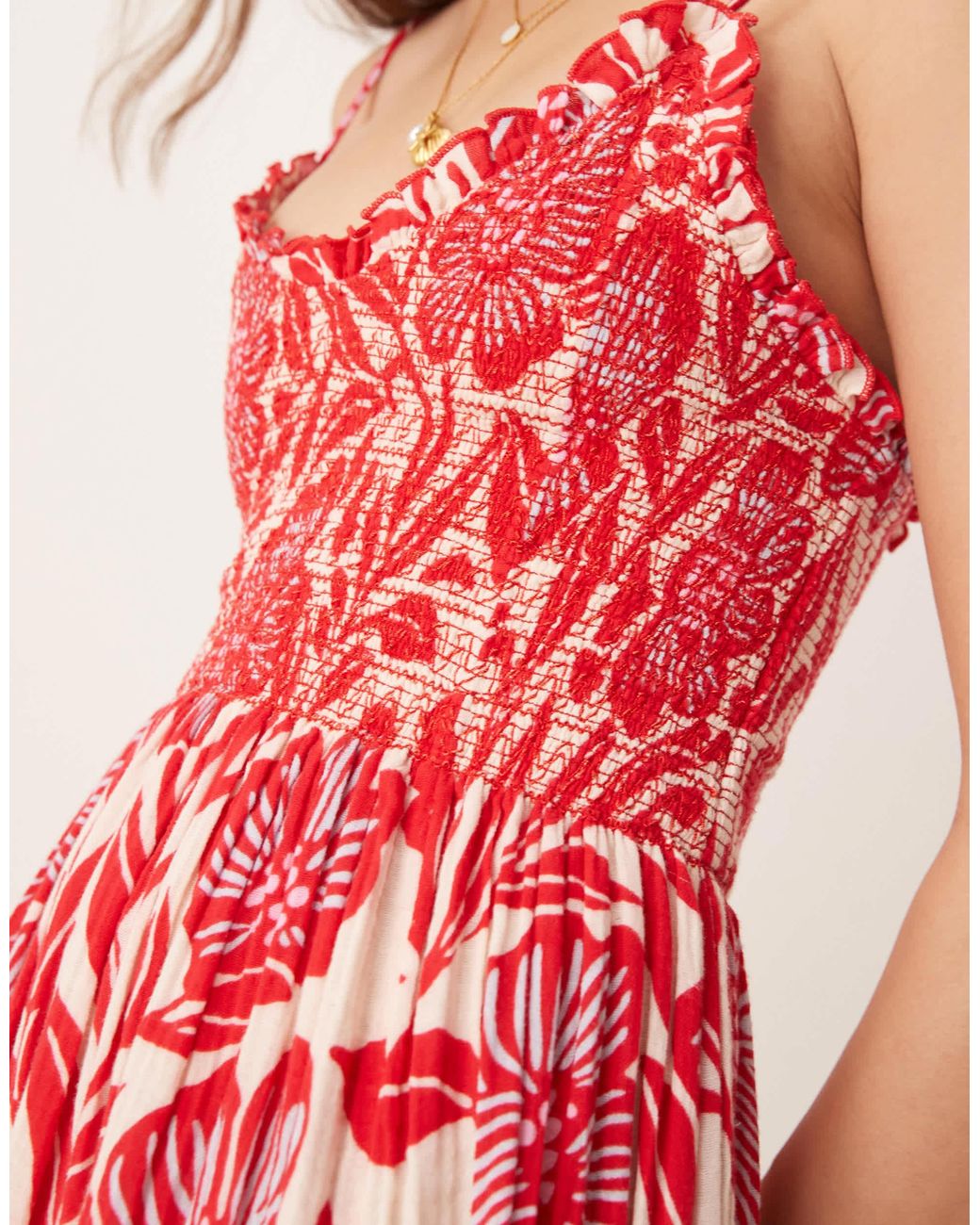 Free People Sweet Nothings Printed Midi Dress in Pink | Lyst Canada