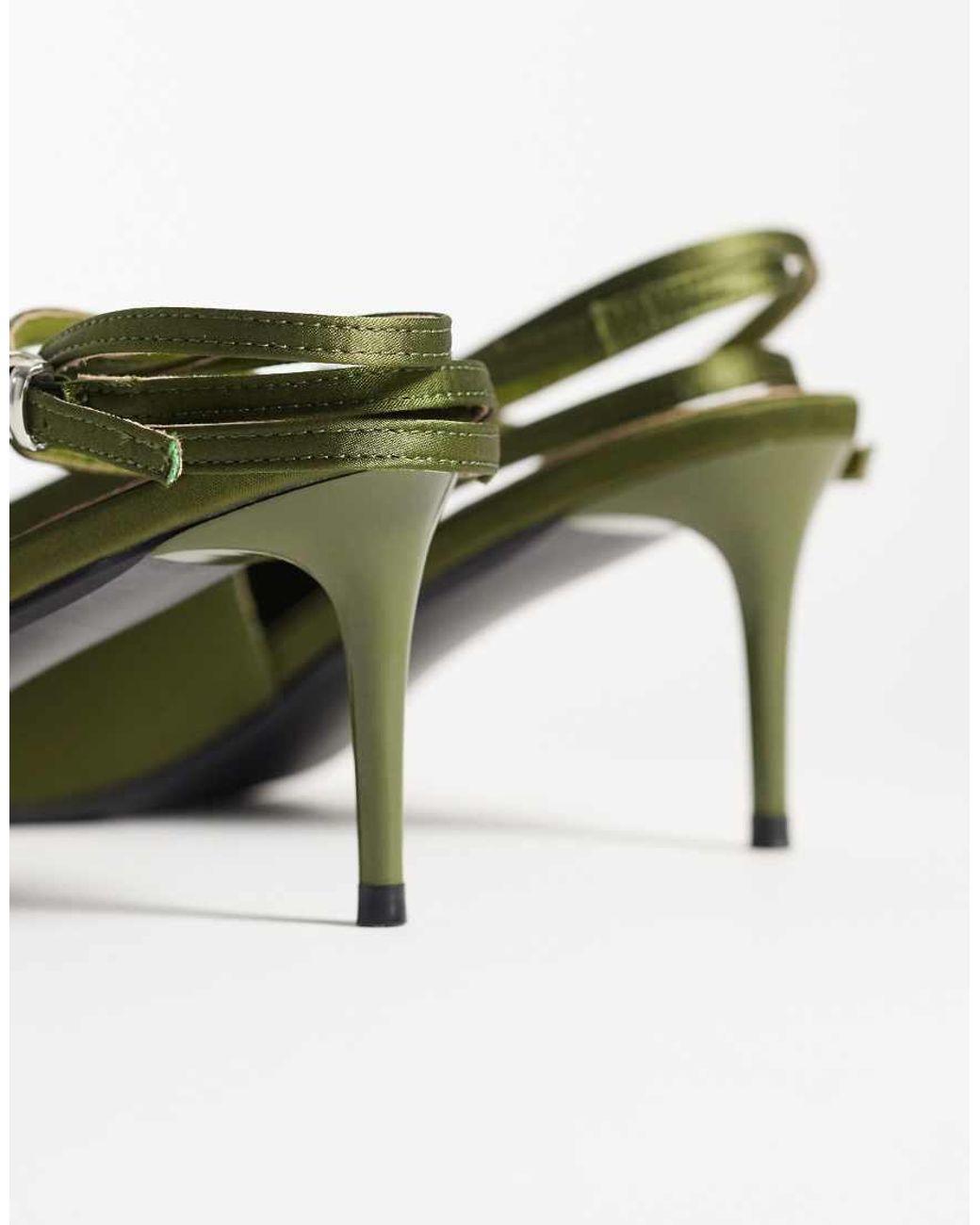 SIMMI Green Simmi London Wide Fit Sonika Tie Leg Heeled Court Shoes