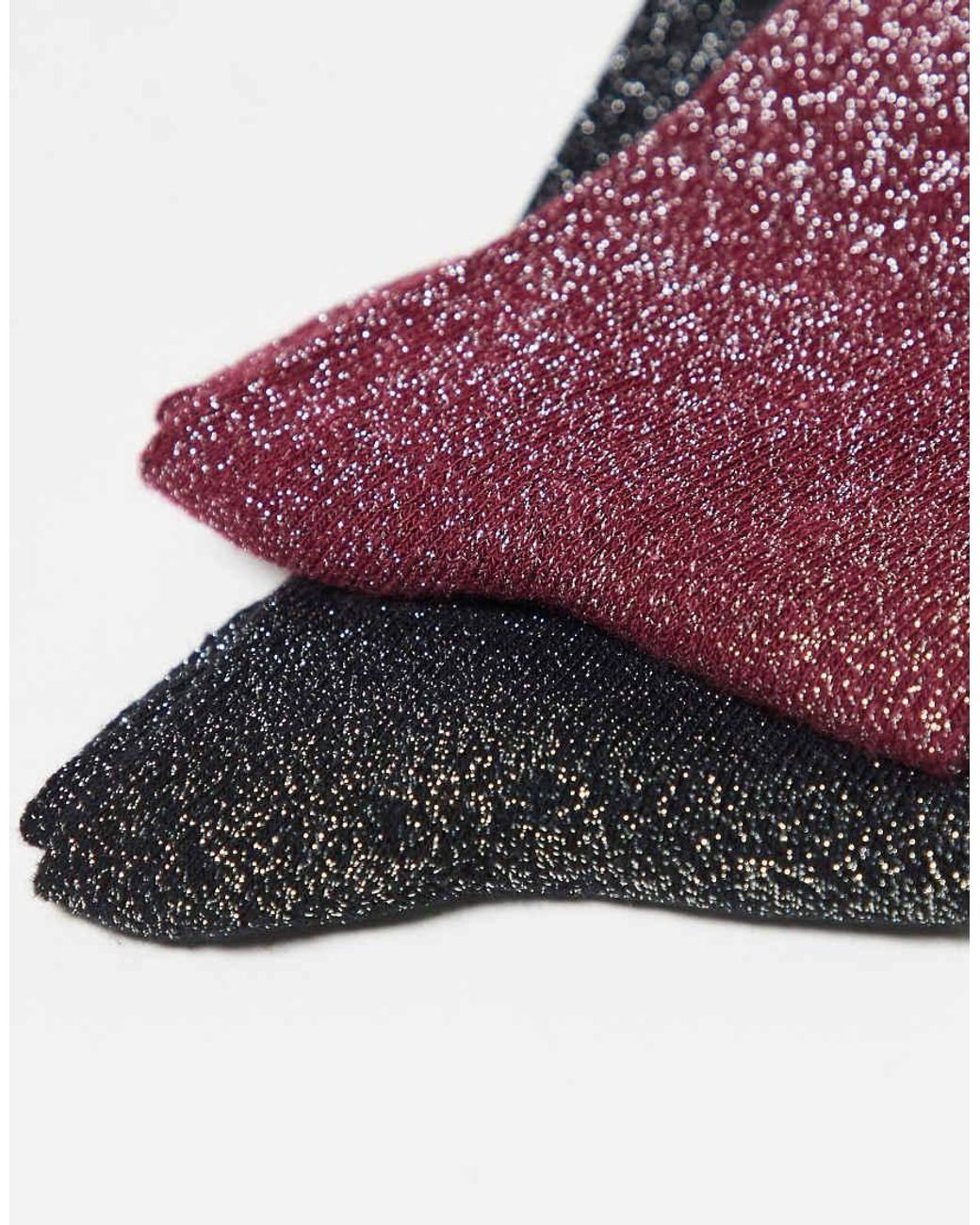 JJXX Brown 2 Pack Glitter Socks