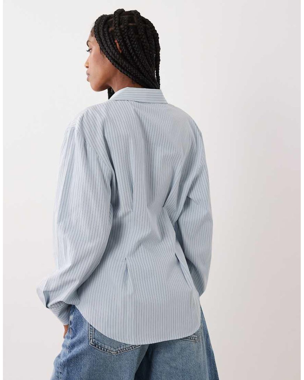 ASOS Blue Wrap Shirt With Cocoon Sleeve