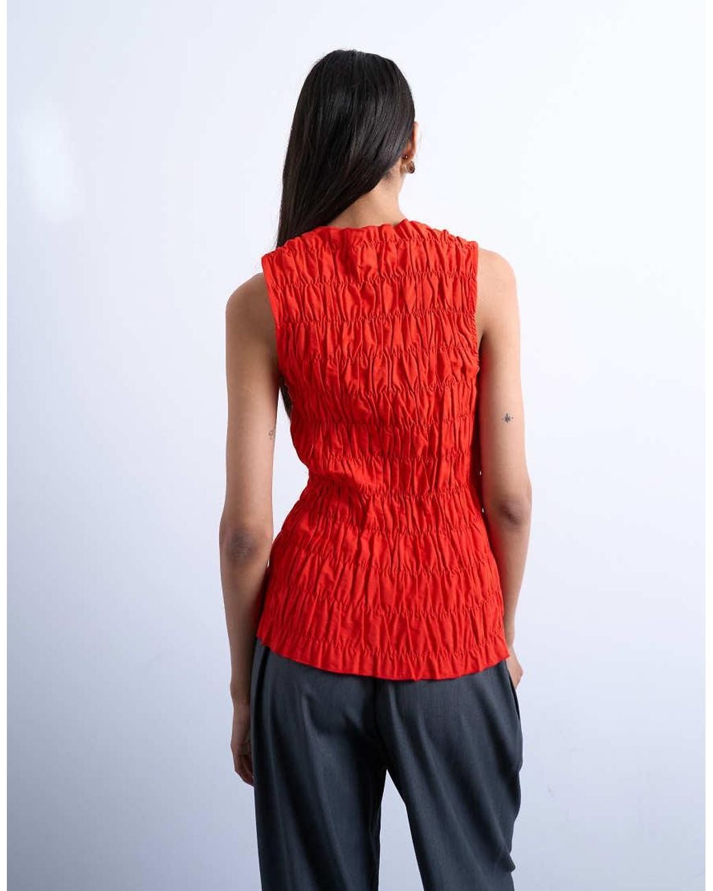 TOPSHOP Red Shir Tank Top