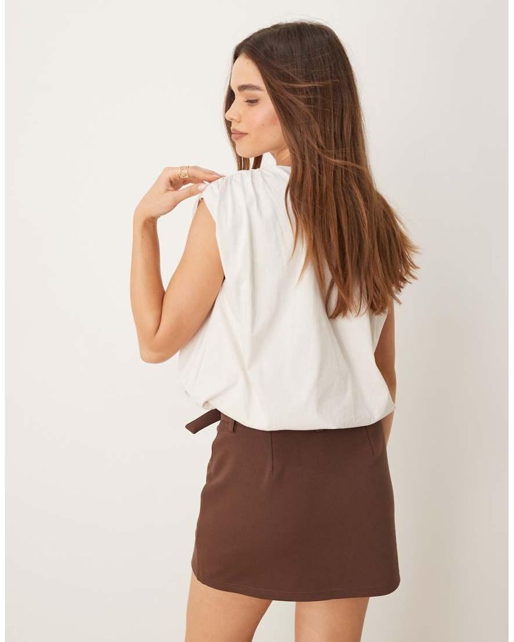 Jdy White Sleeveless Bubble Hem Top