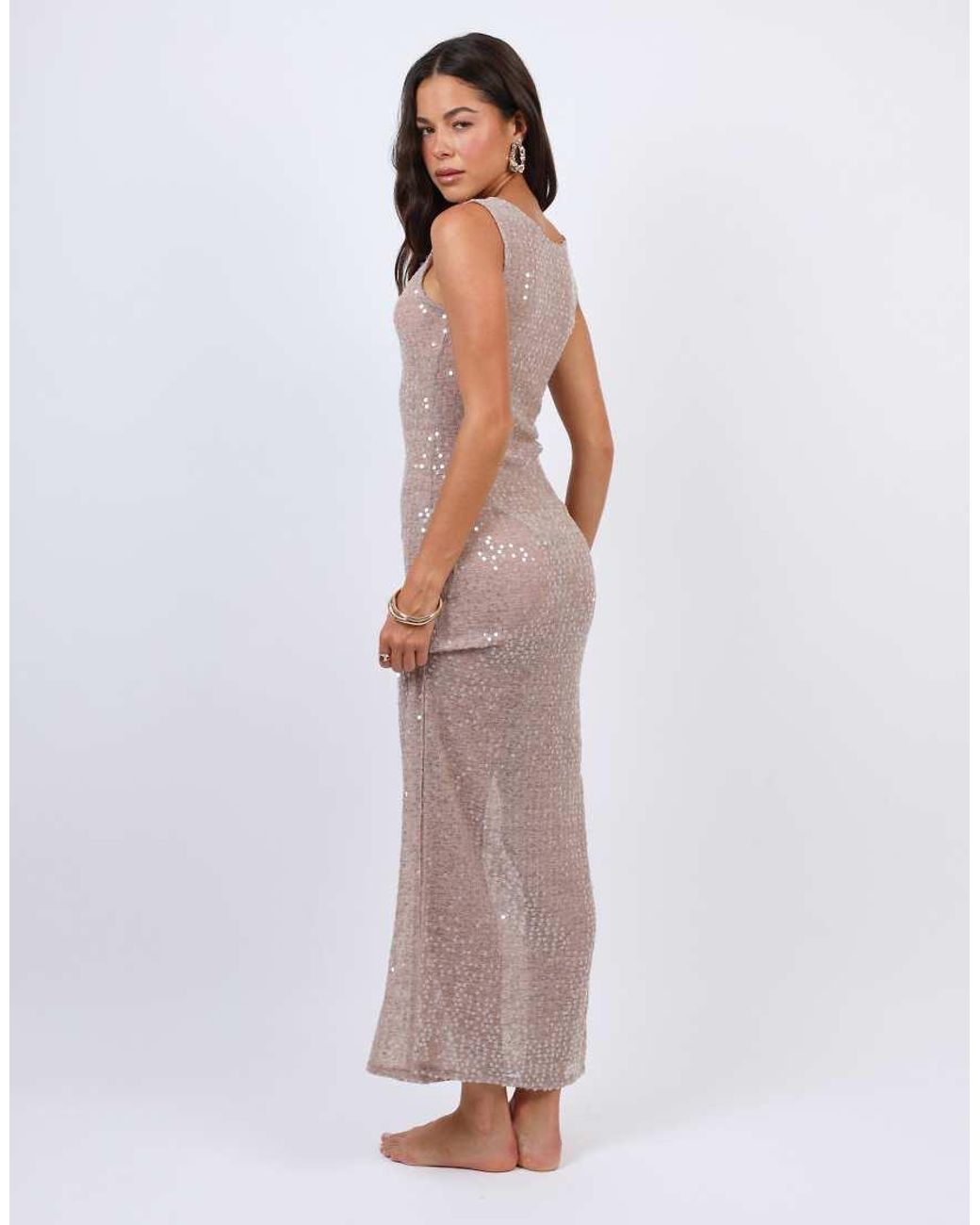 SIMMI White Sheer Sequin Beach Maxi Dress