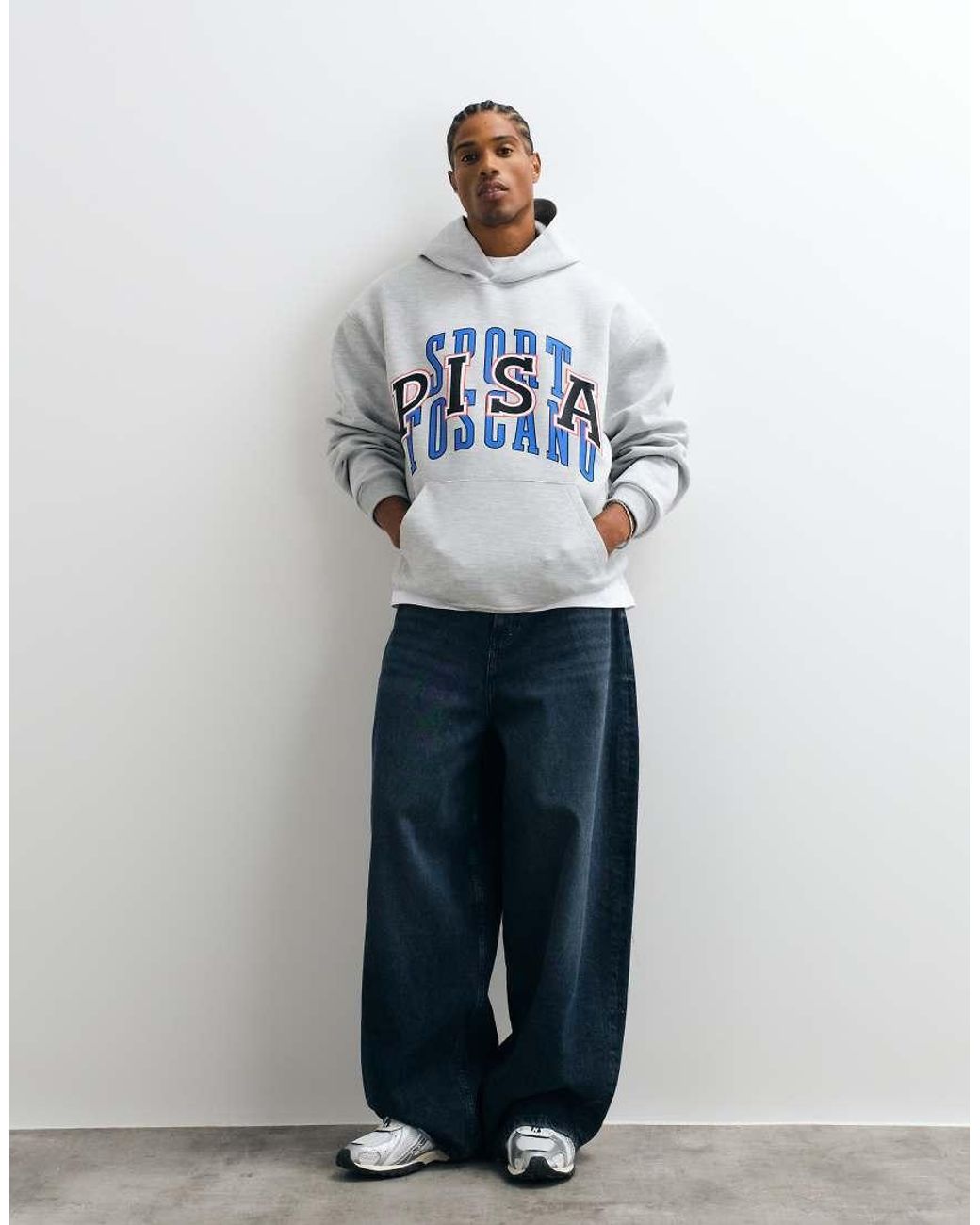 ASOS Blue Hoodie With Front Print for men