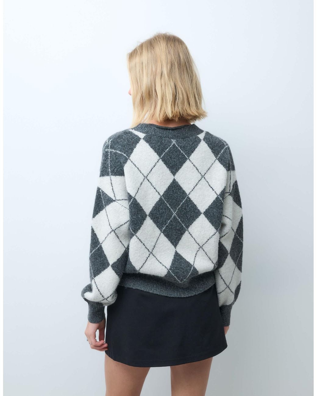 Vero Moda Blue Oversize-pullover mit argyle-muster