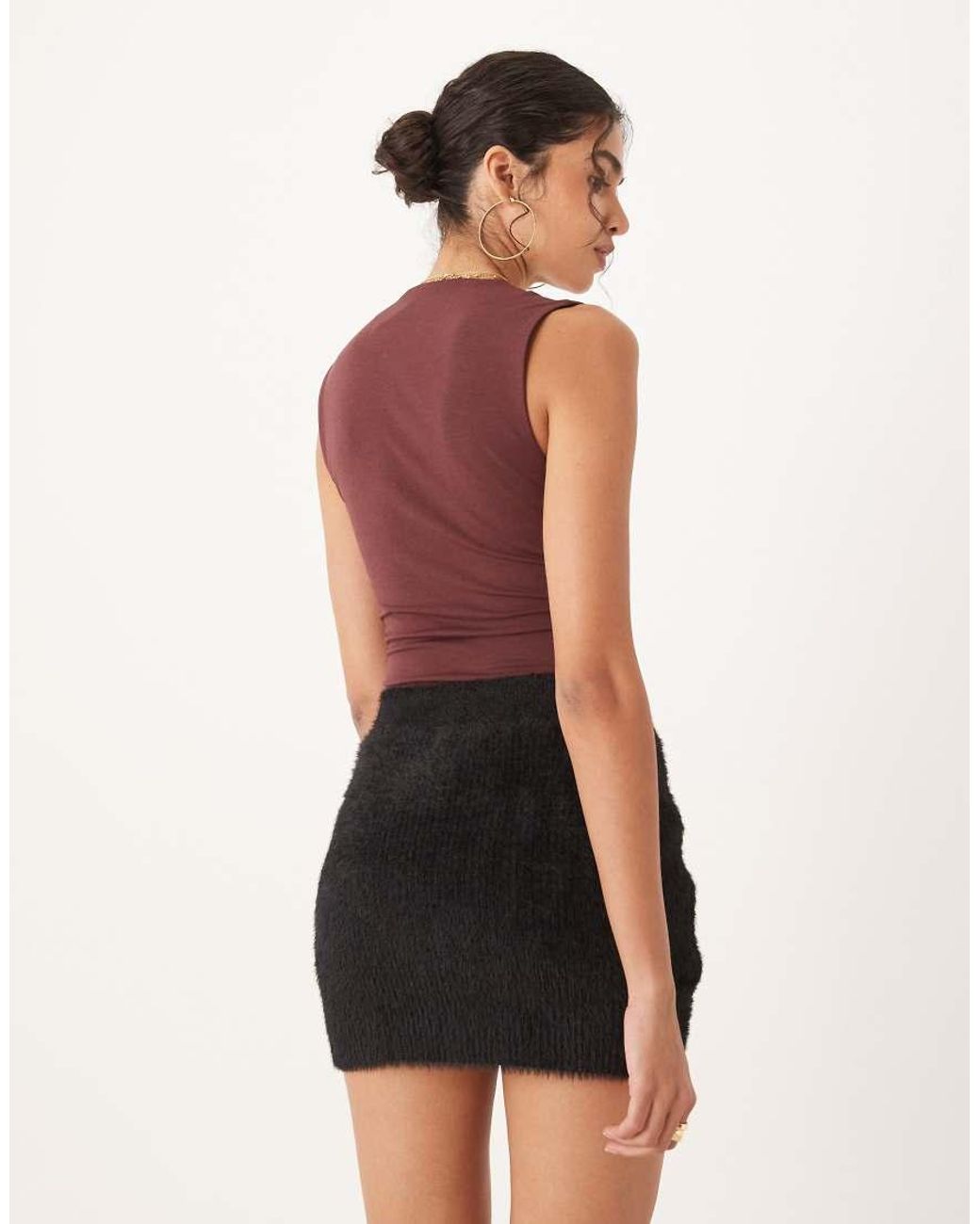 Glamorous Natural Fluffy-Knit Mini-Skirt