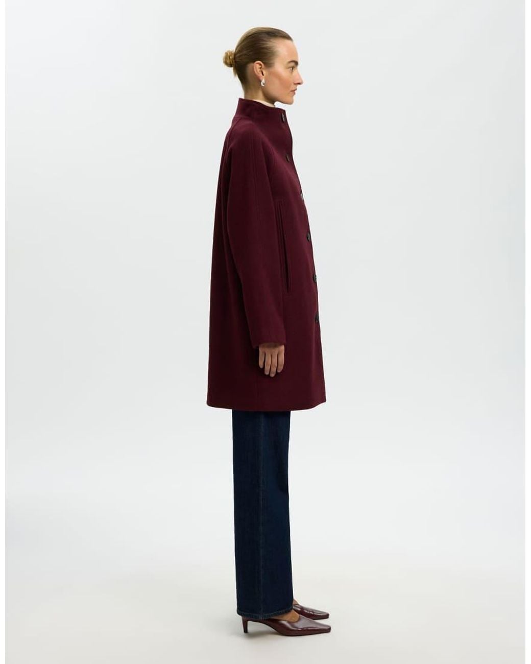SELECTED Red Zia-Vinni Wool Blend Raglan Sleeve Knee Length Coat